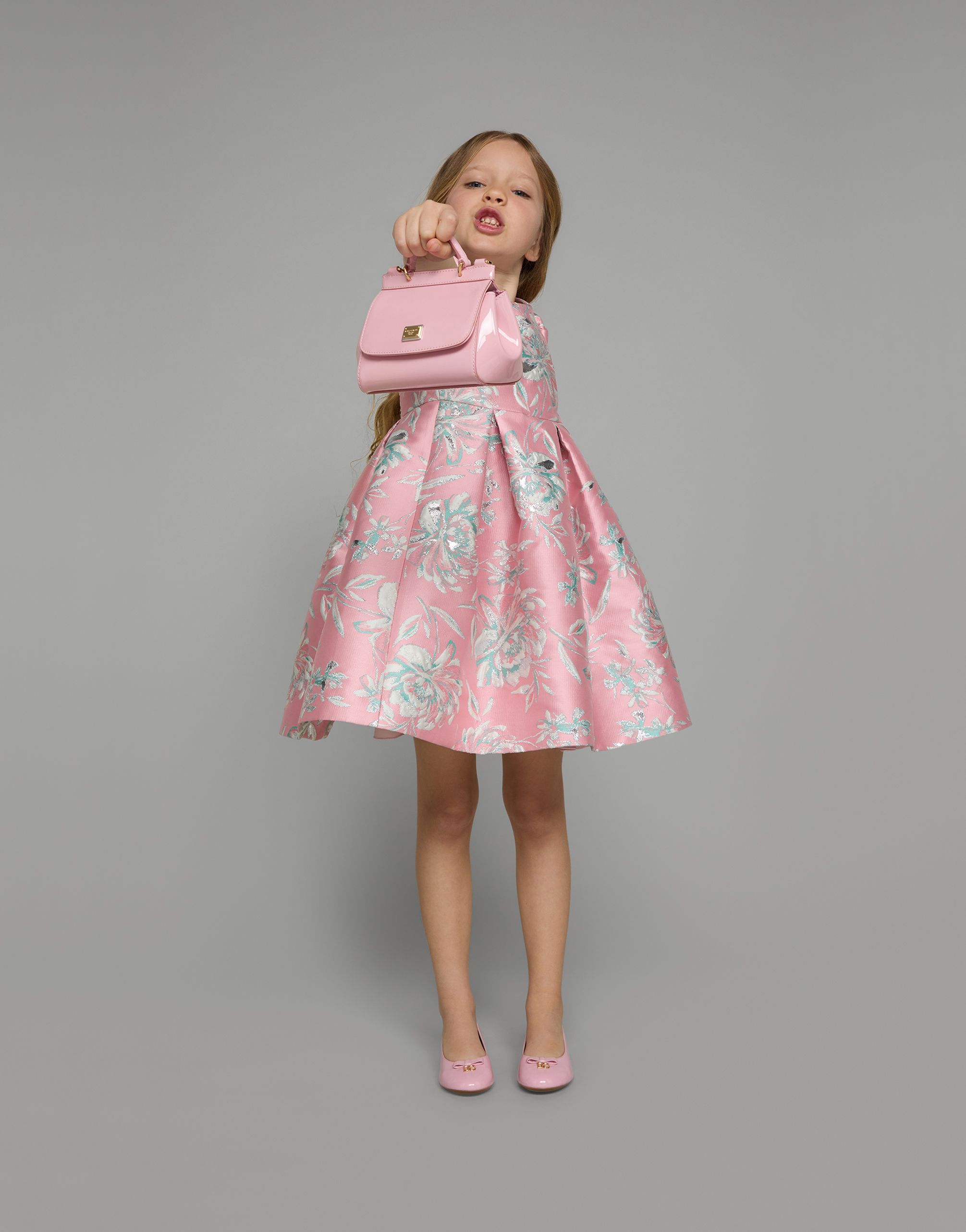 DOLCE & GABBANA SHORT-SLEEVED FLORAL CLOQUE DRESS