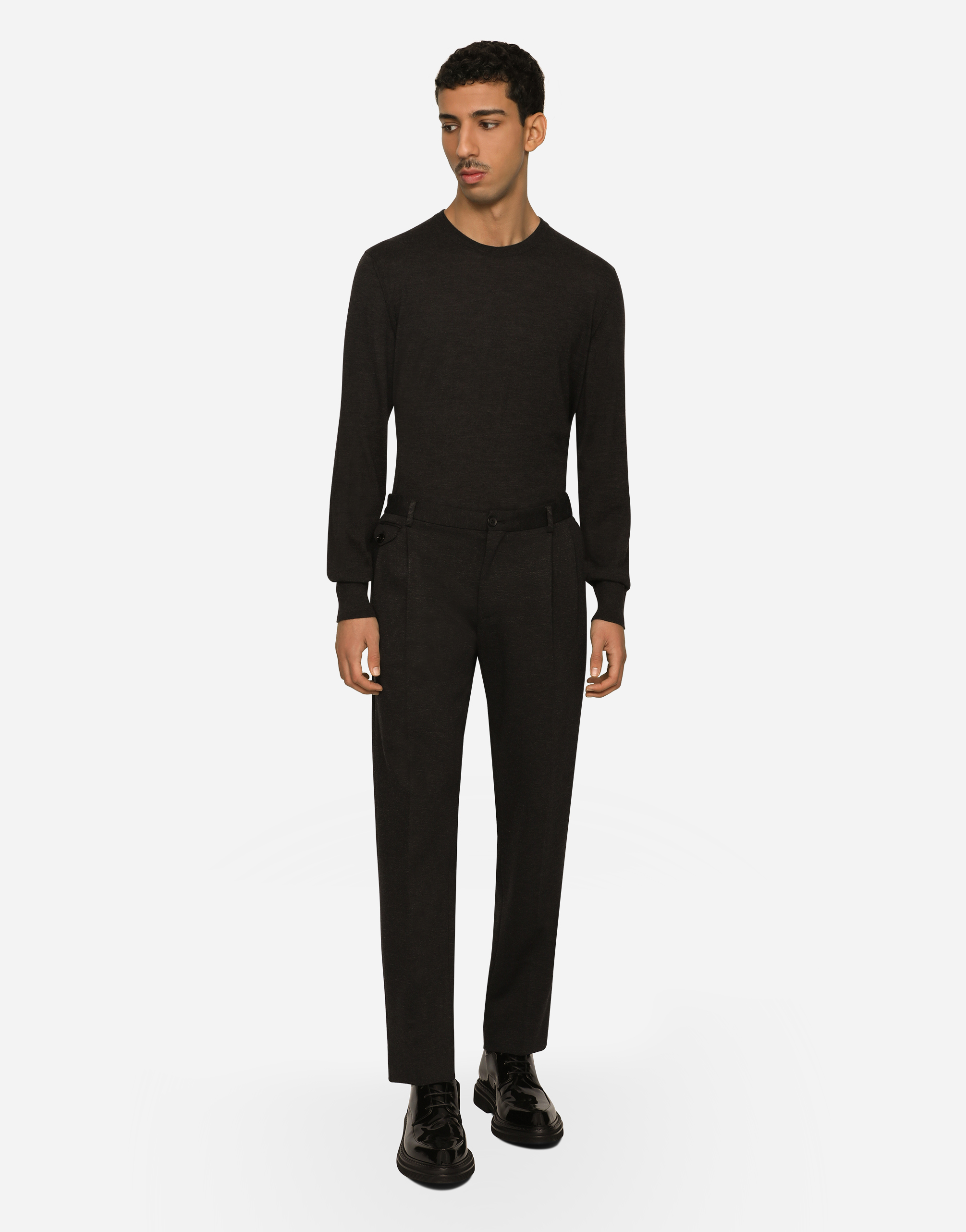 DOLCE & GABBANA STRETCH JERSEY PINPOINT PANTS