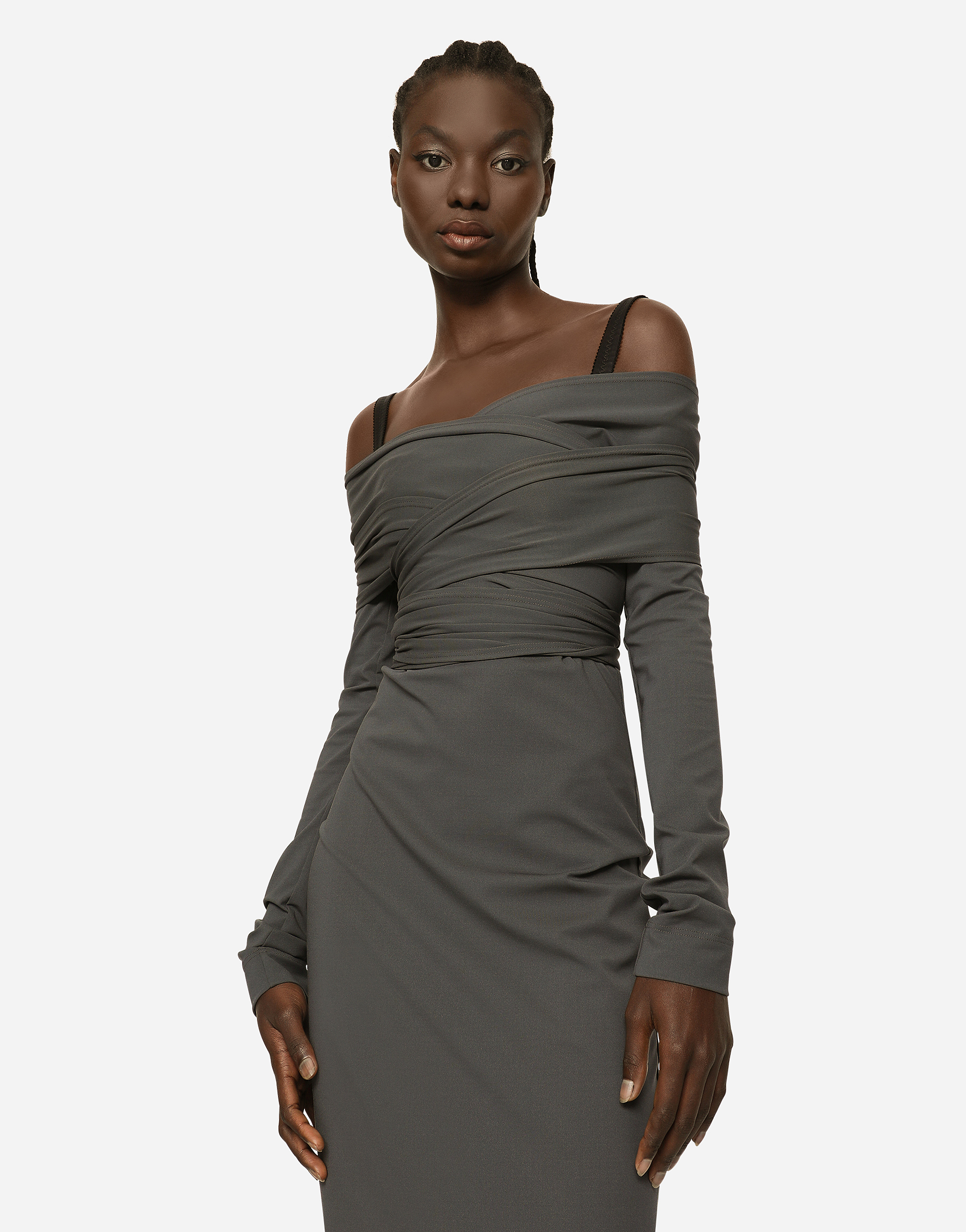 DOLCE & GABBANA KIM DOLCE&GABBANA LONG STRETCH JERSEY MILANO RIB DRESS