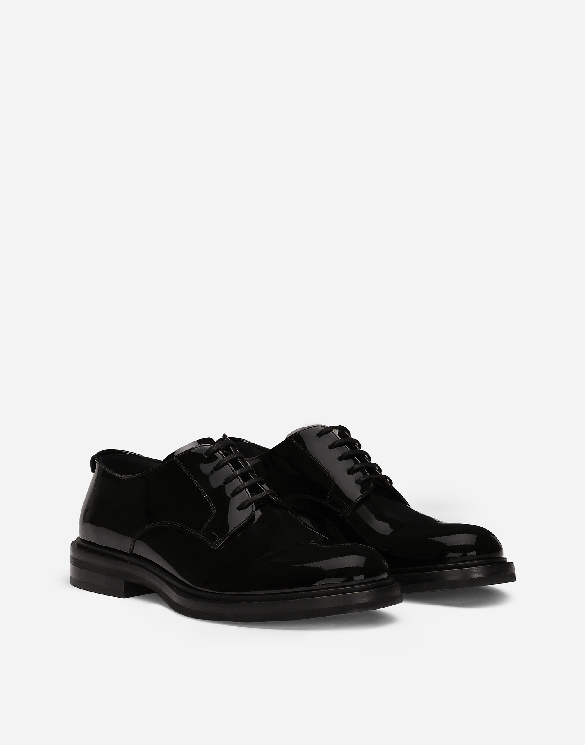 Dolce & Gabbana Patent Leather Derby Shoes In Black