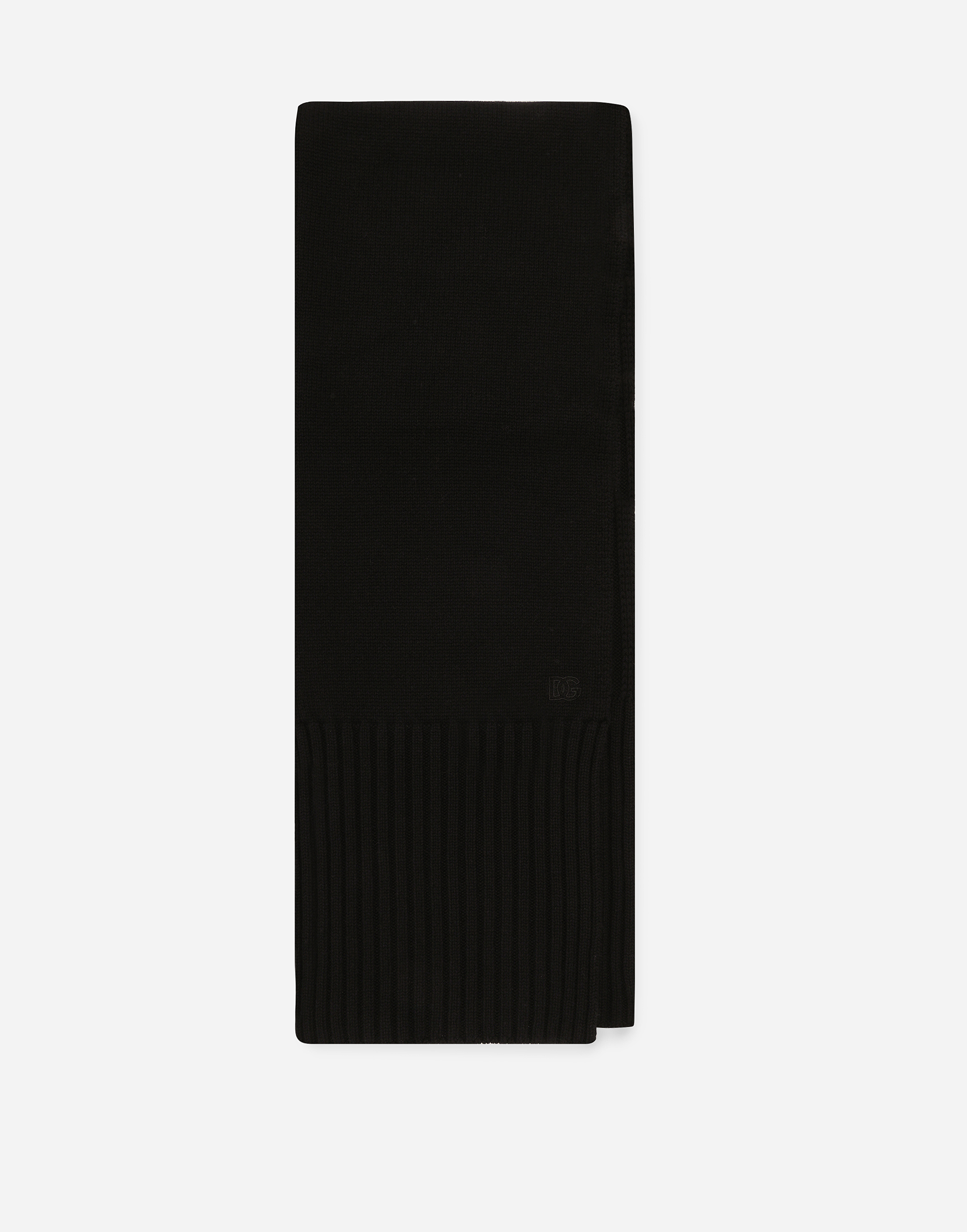 Dolce & Gabbana Cashmere Scarf With Dg Logo Embroidery - Woman Scarves And Silks Black Onesize