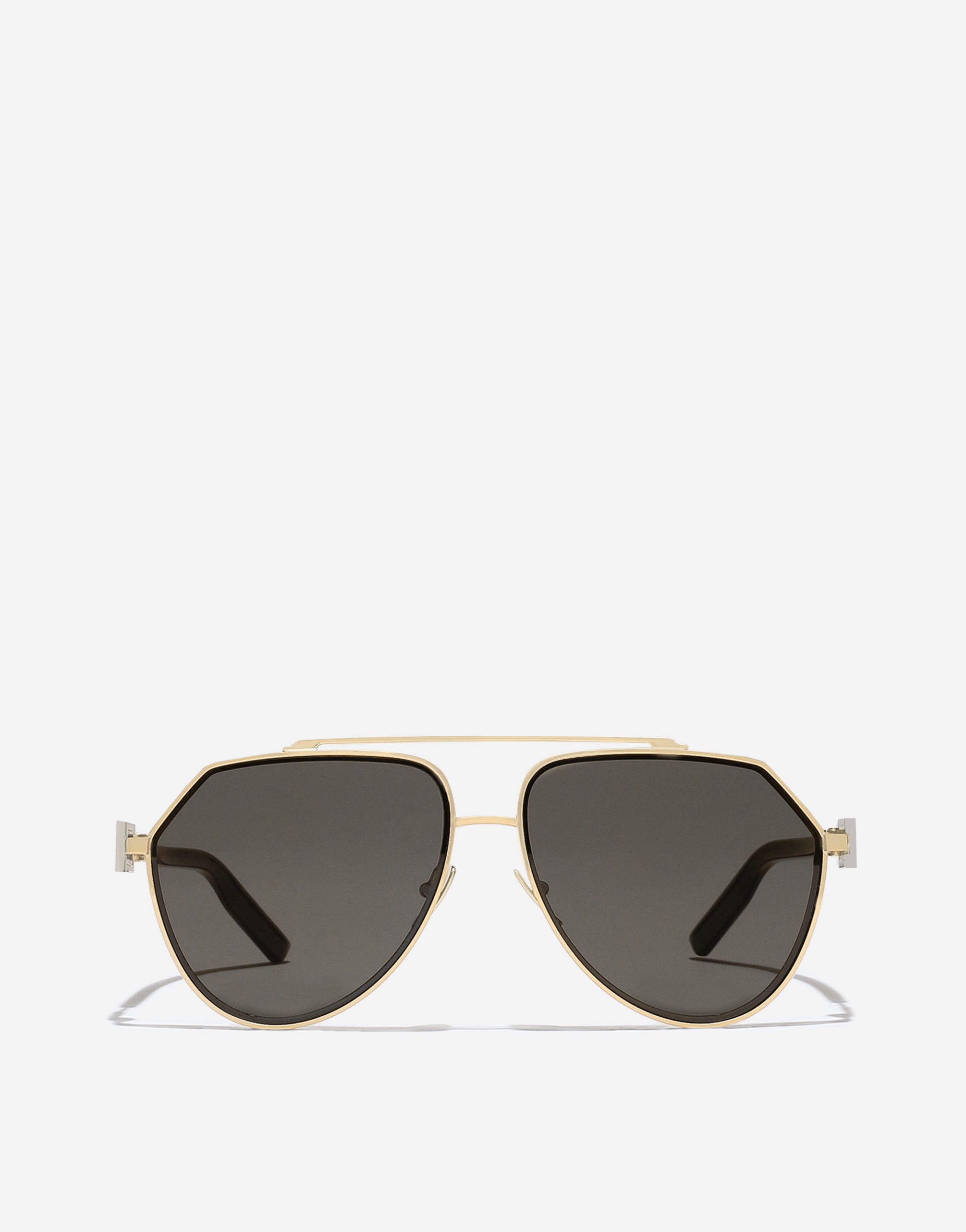 Dolce & Gabbana Slim Aviator Sunglasses In Black And Gold