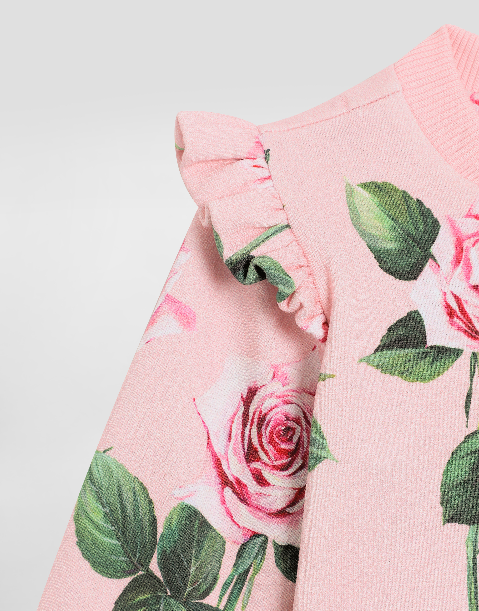 Round-neck sweatshirt with rose print