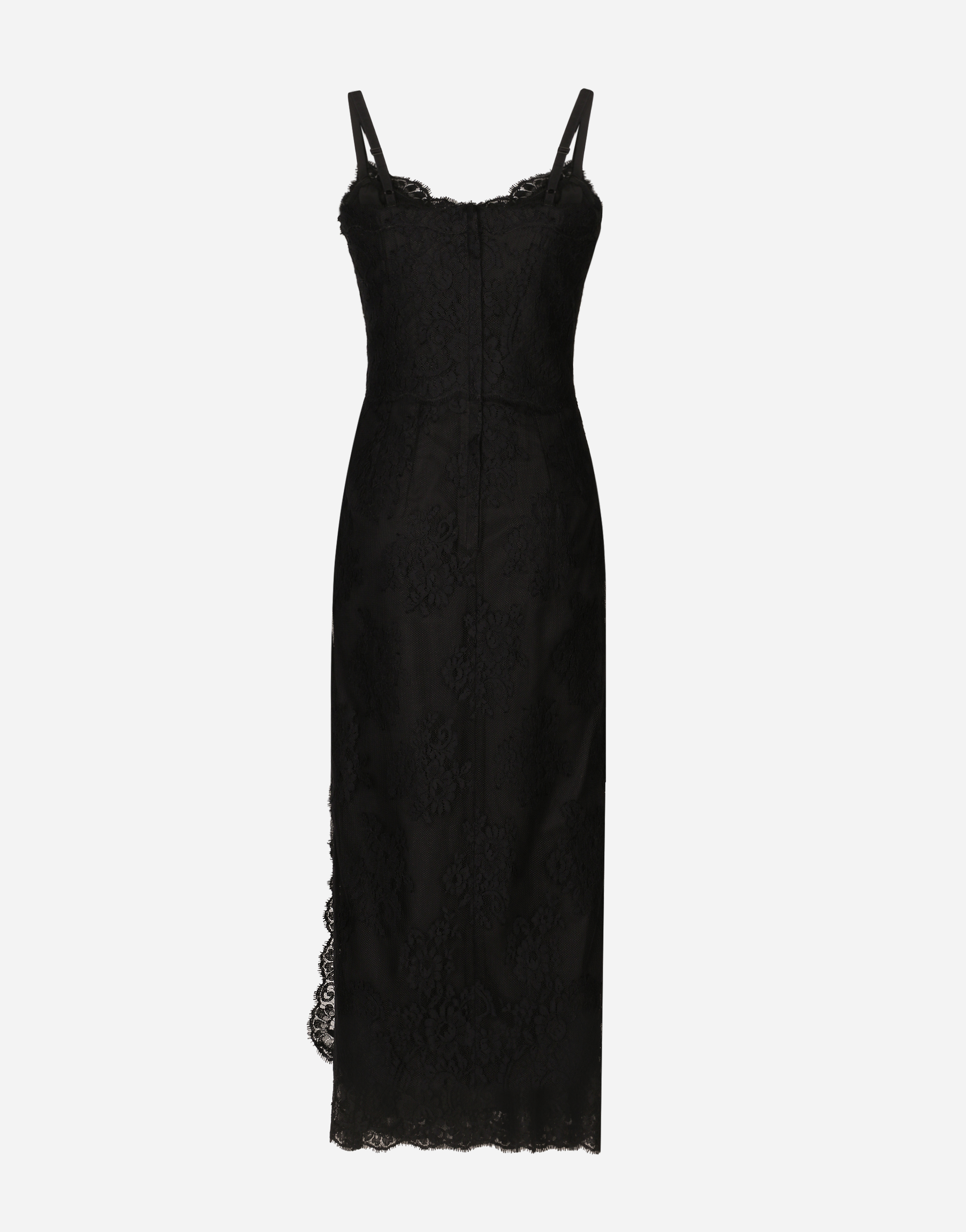Dolce & Gabbana Draped Brassiere Midi Dress In Black