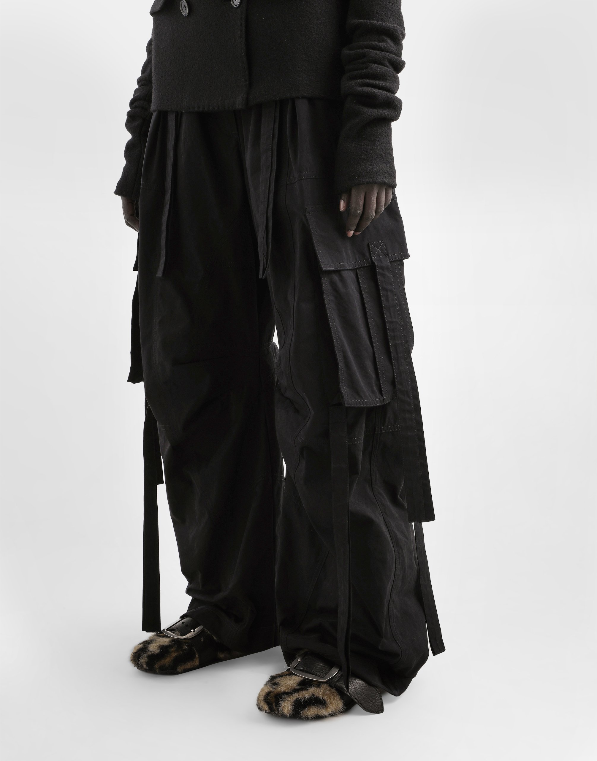 Dolce & Gabbana Waxed Faille Cargo Pants In Black