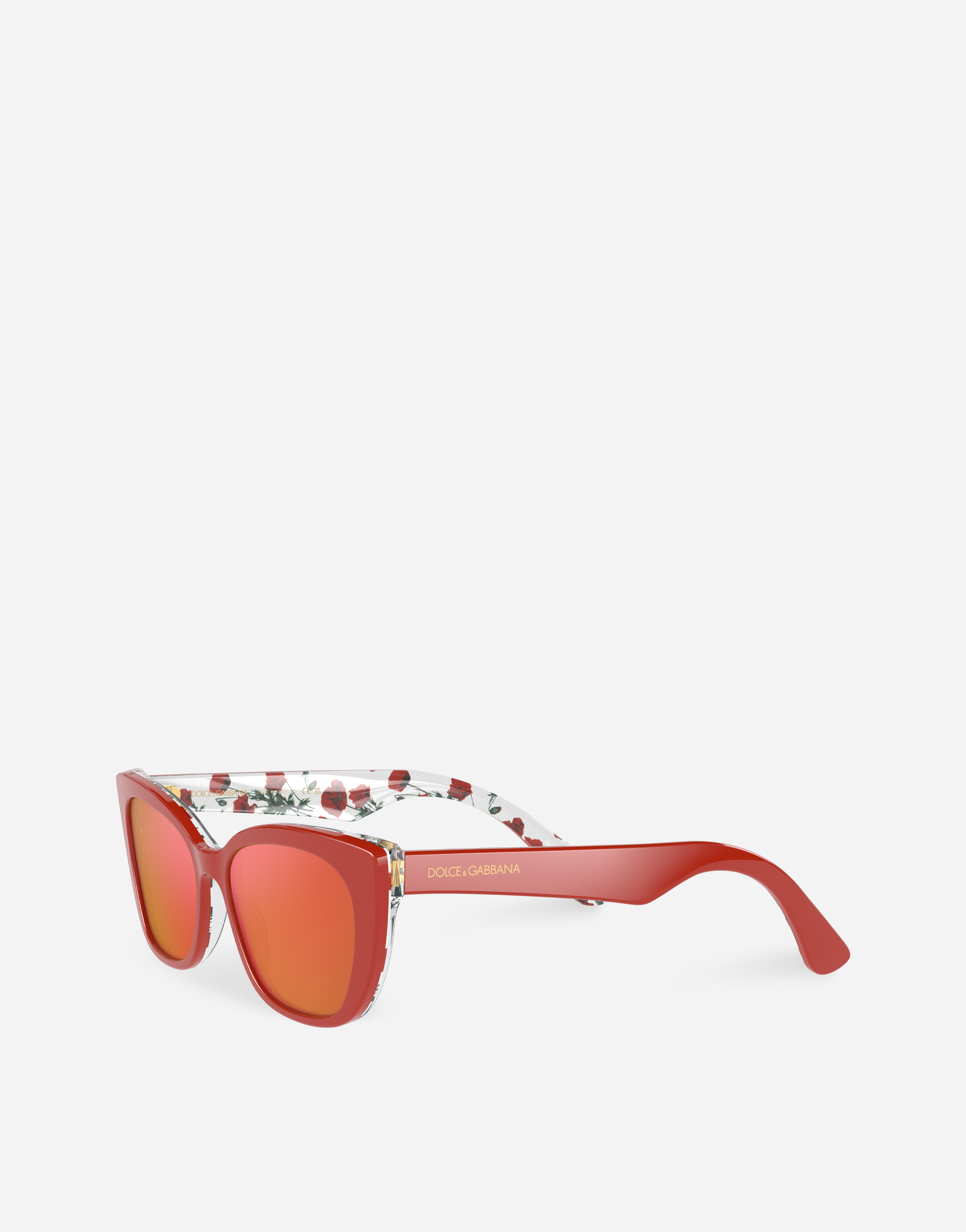 Shop Dolce & Gabbana Happy Garden Sunglasses In Red On Flowers Print