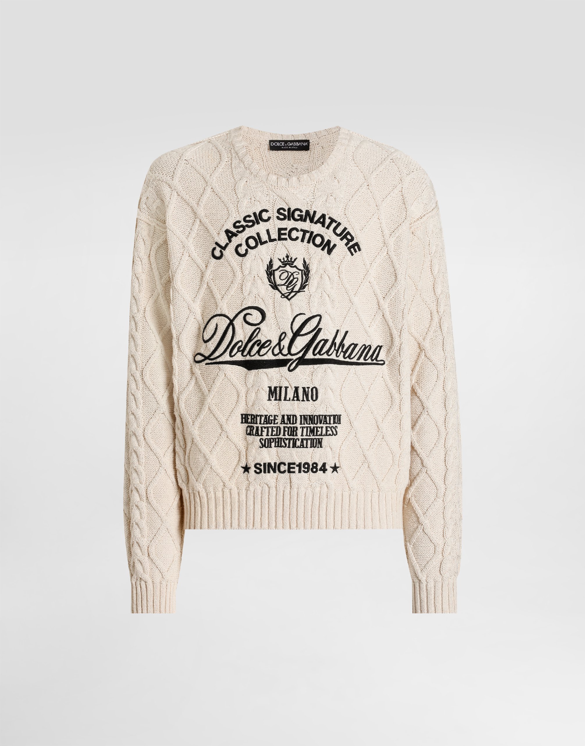 Pullover with interwoven pattern in Beige for Men | Dolce&Gabbana® US