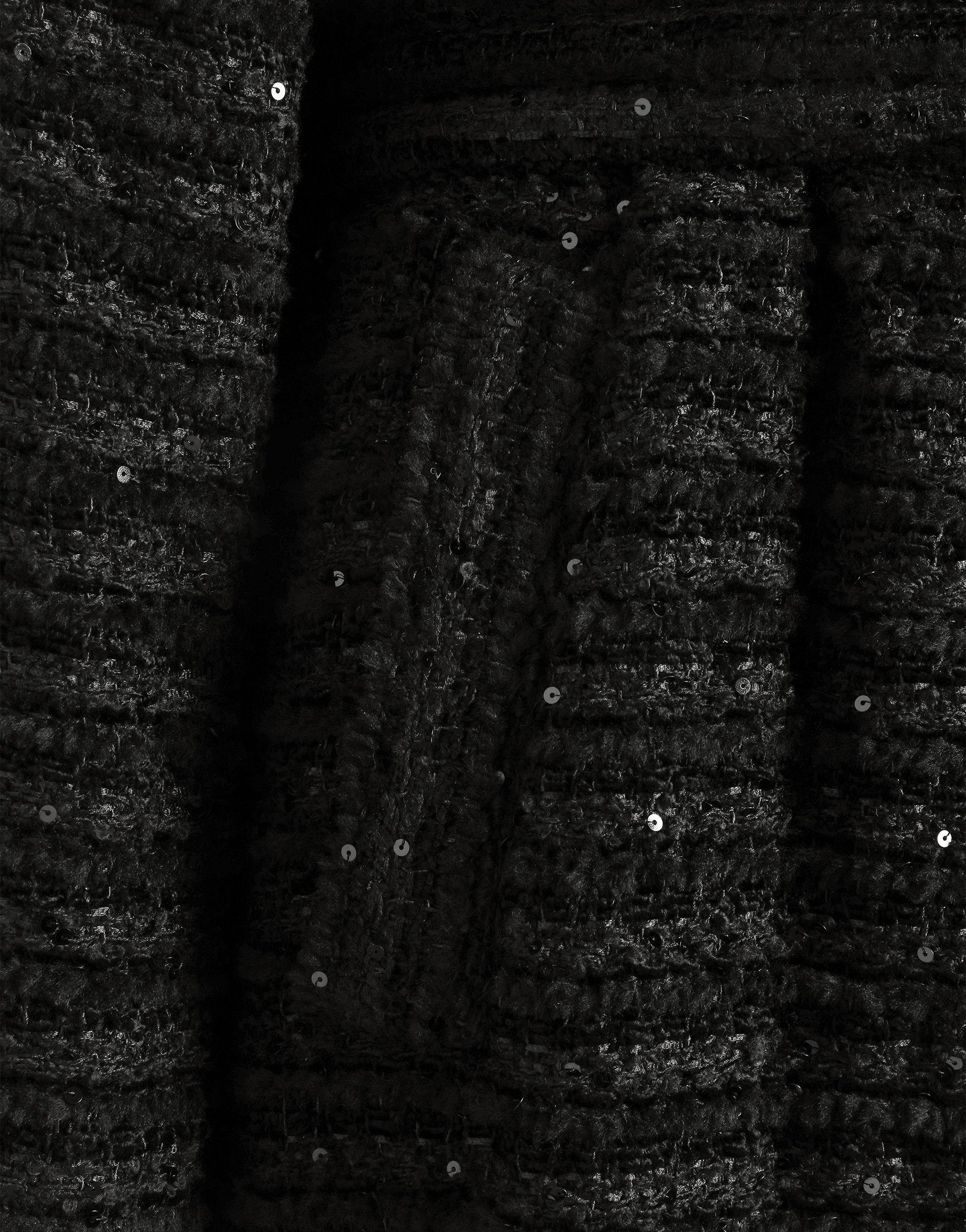Tweed coat with micro-sequin embellishment