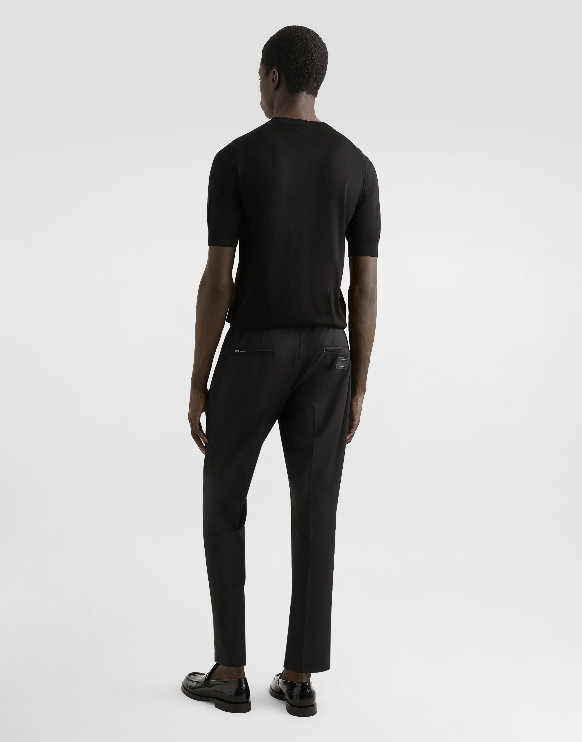  Dolce & Gabbana Rundhalspullover Aus Seide Dg-stickerei - Mann Strickwaren Schwarz 46 