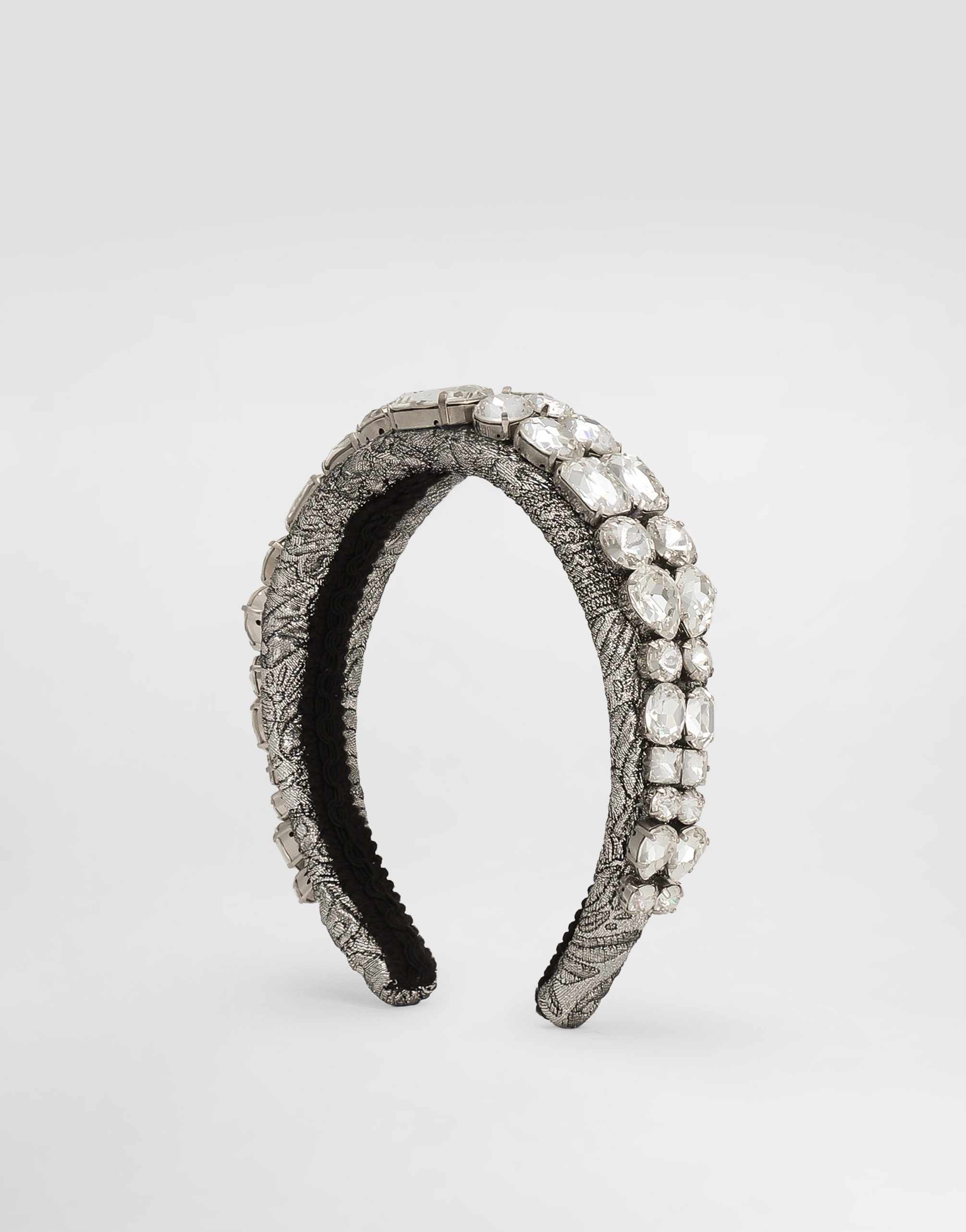 Dolce & Gabbana Floral-jacquard Headband In Metallic