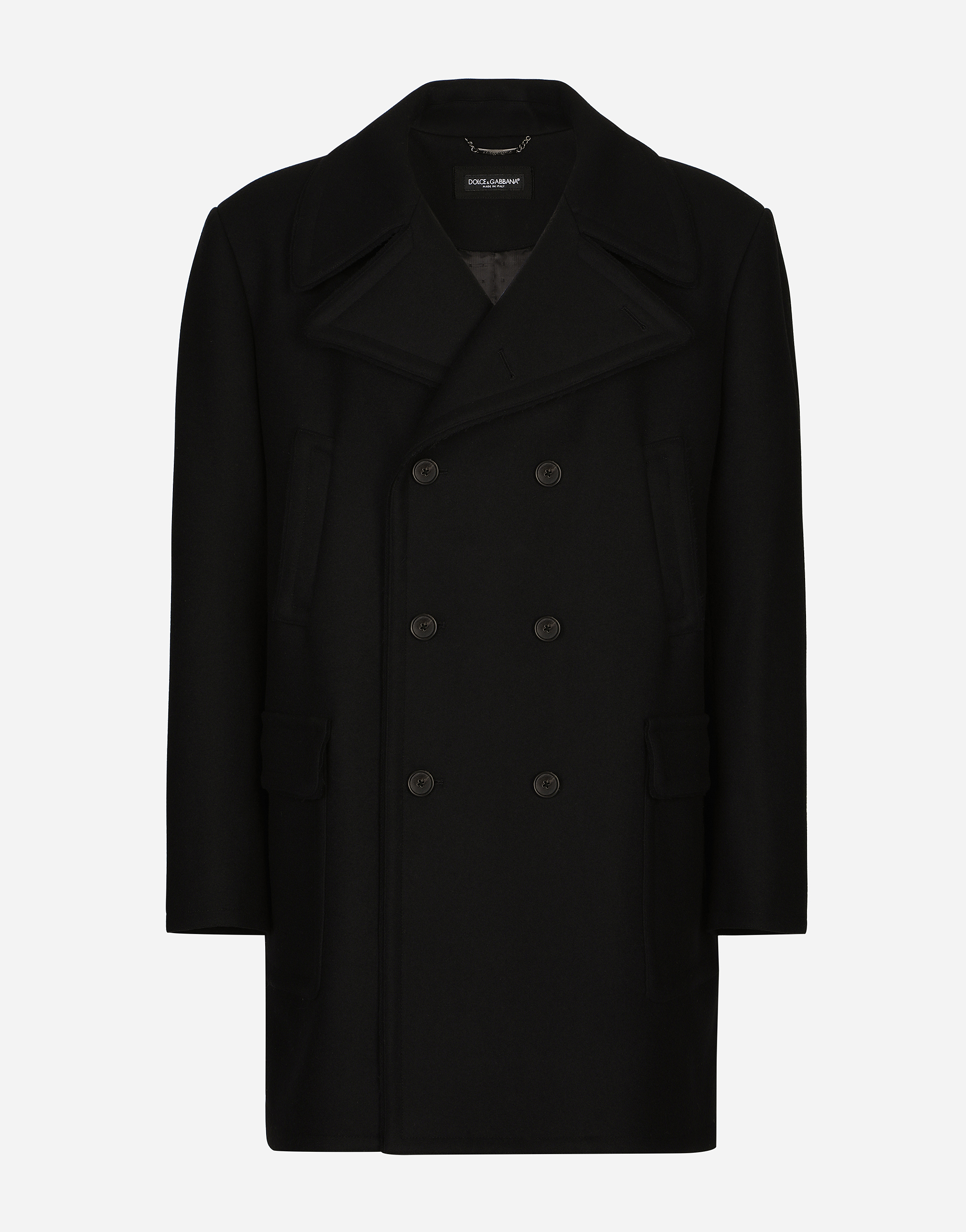 Dolce & Gabbana Wool Pea Coat In Black