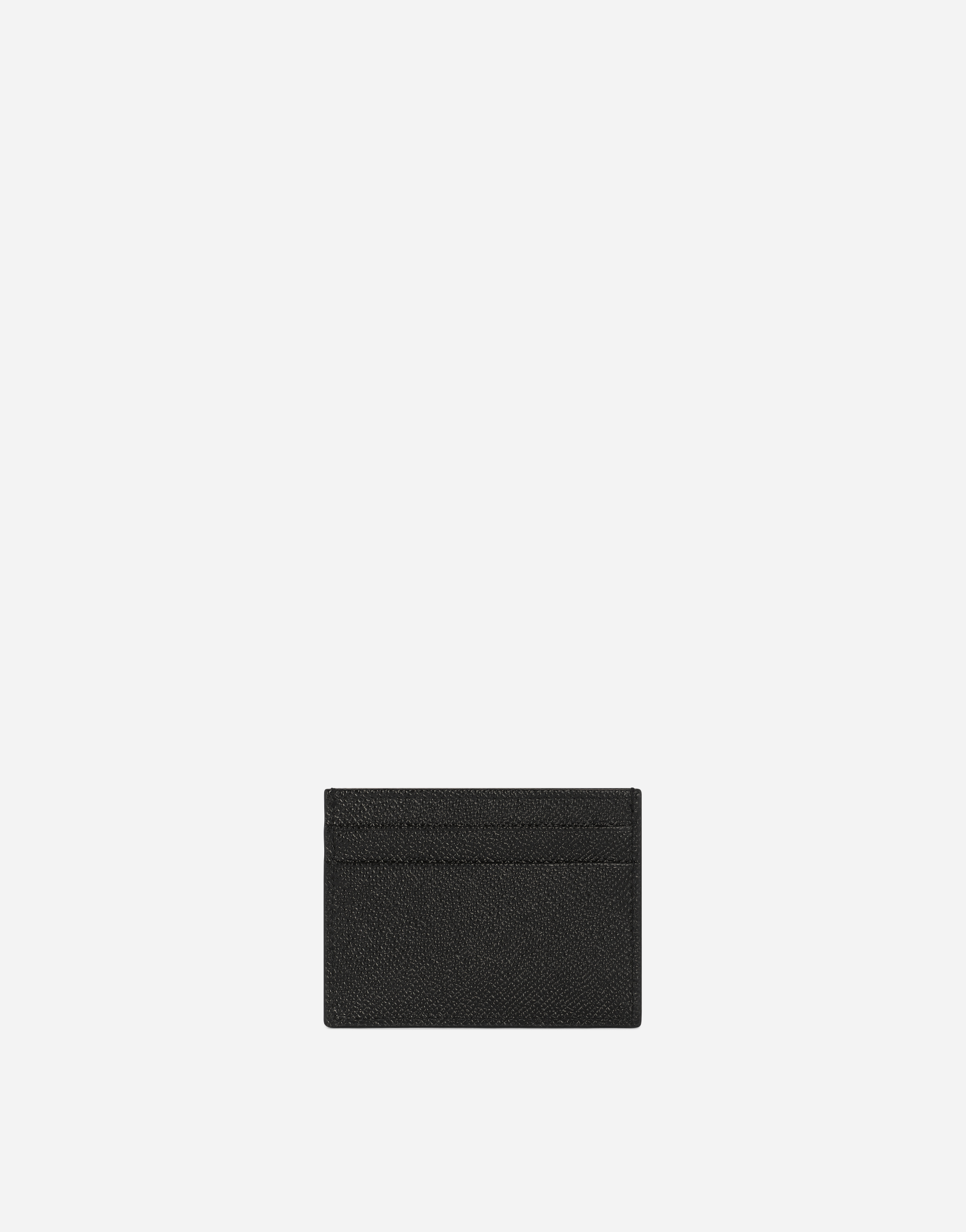 Shop Dolce & Gabbana Calfskin Card Holder With Branded Plate In Black