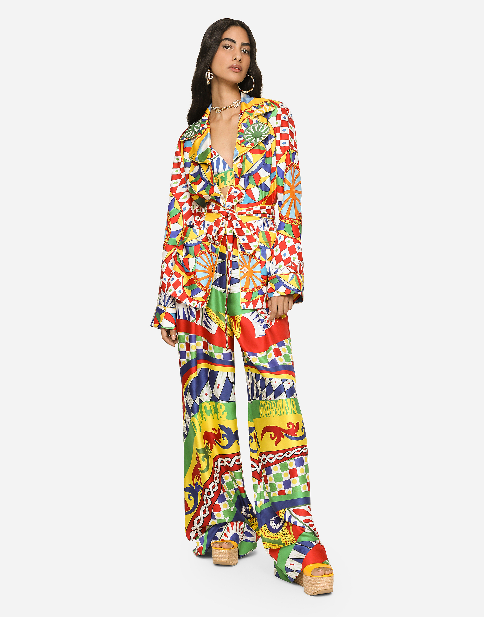 DOLCE & GABBANA CARRETTO-PRINT TWILL PAJAMA SHIRT