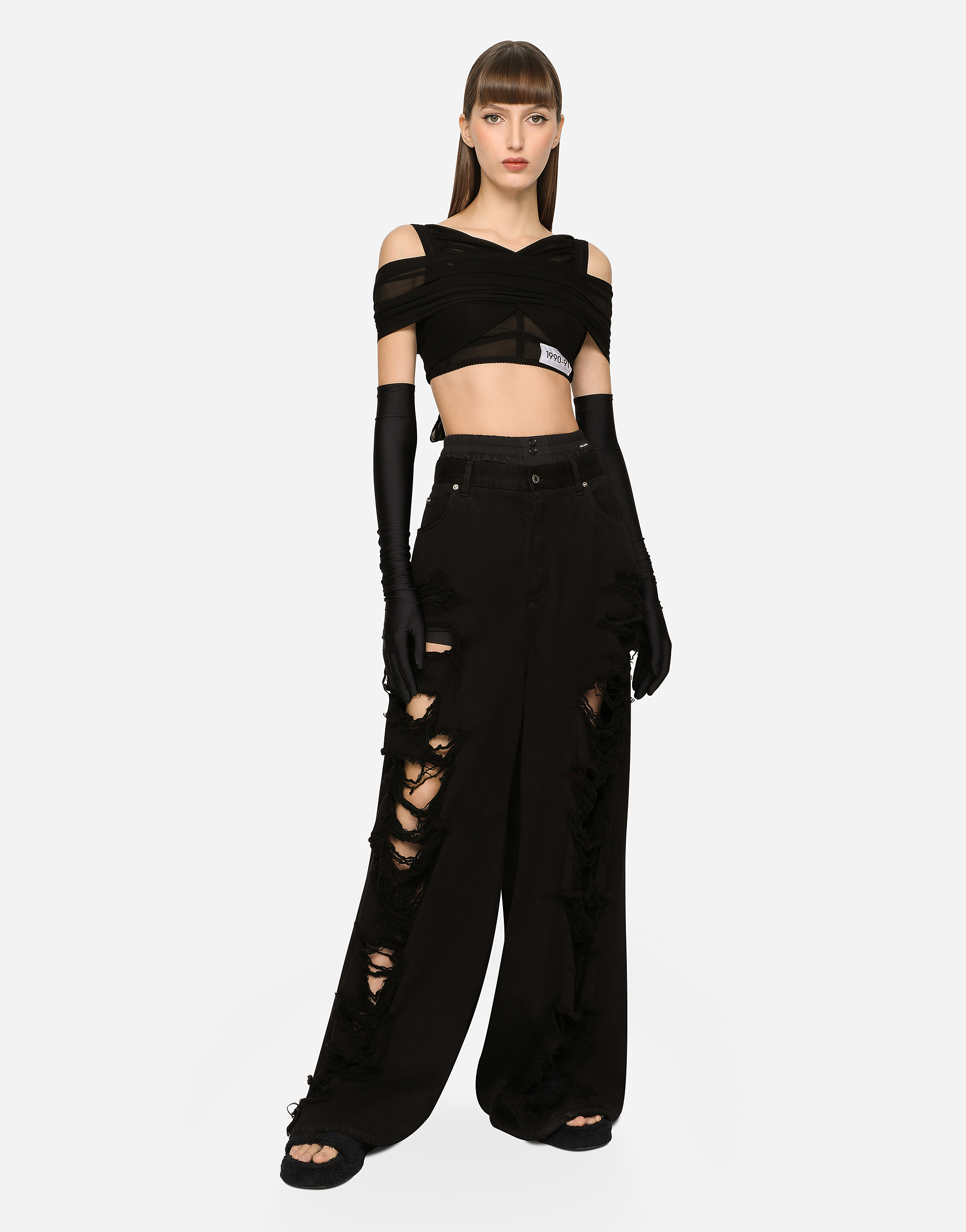 DOLCE & GABBANA FLARED JEANS WITH RIPPED DETAILS