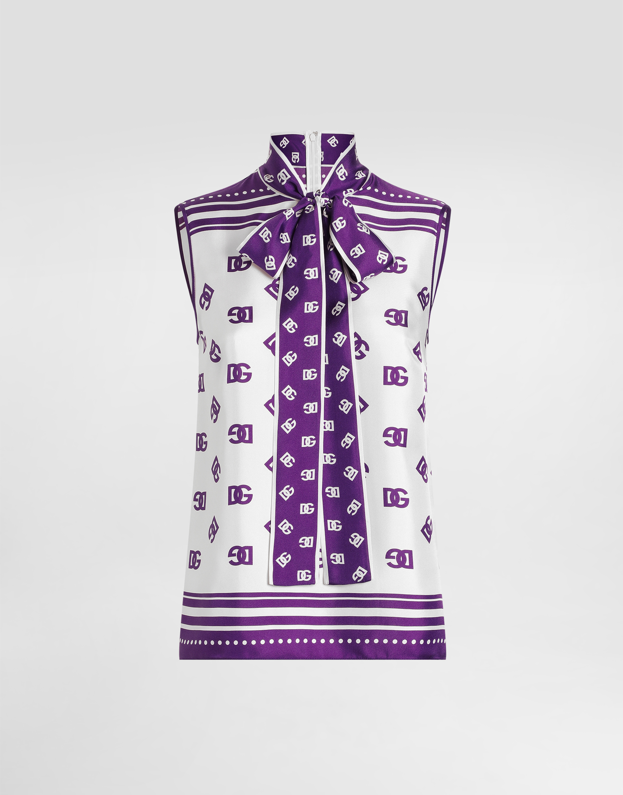 Dolce & Gabbana Dg Logo All-over Silk Twill Top