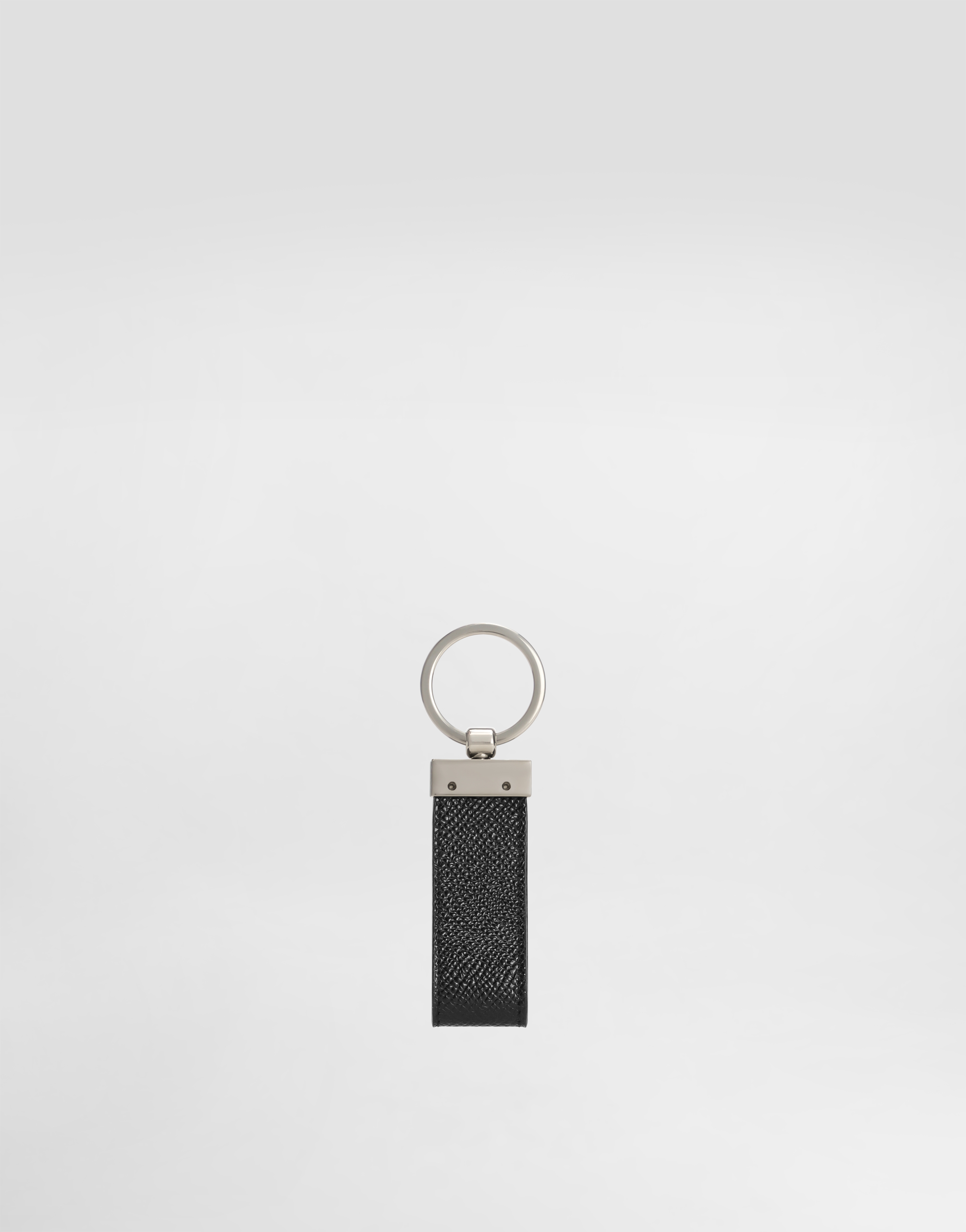 Shop Dolce & Gabbana Calfskin Key Chain With Logo Tag In Black