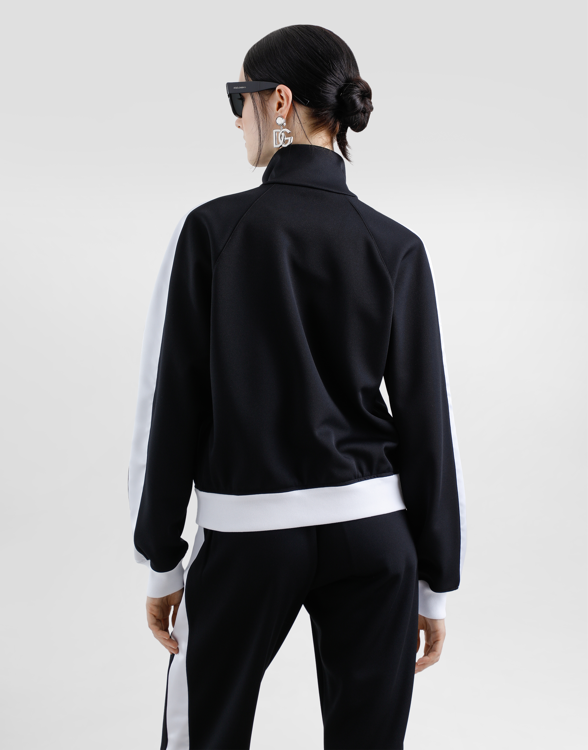Zip-up triacetate sweatshirt with DG logo embroidery