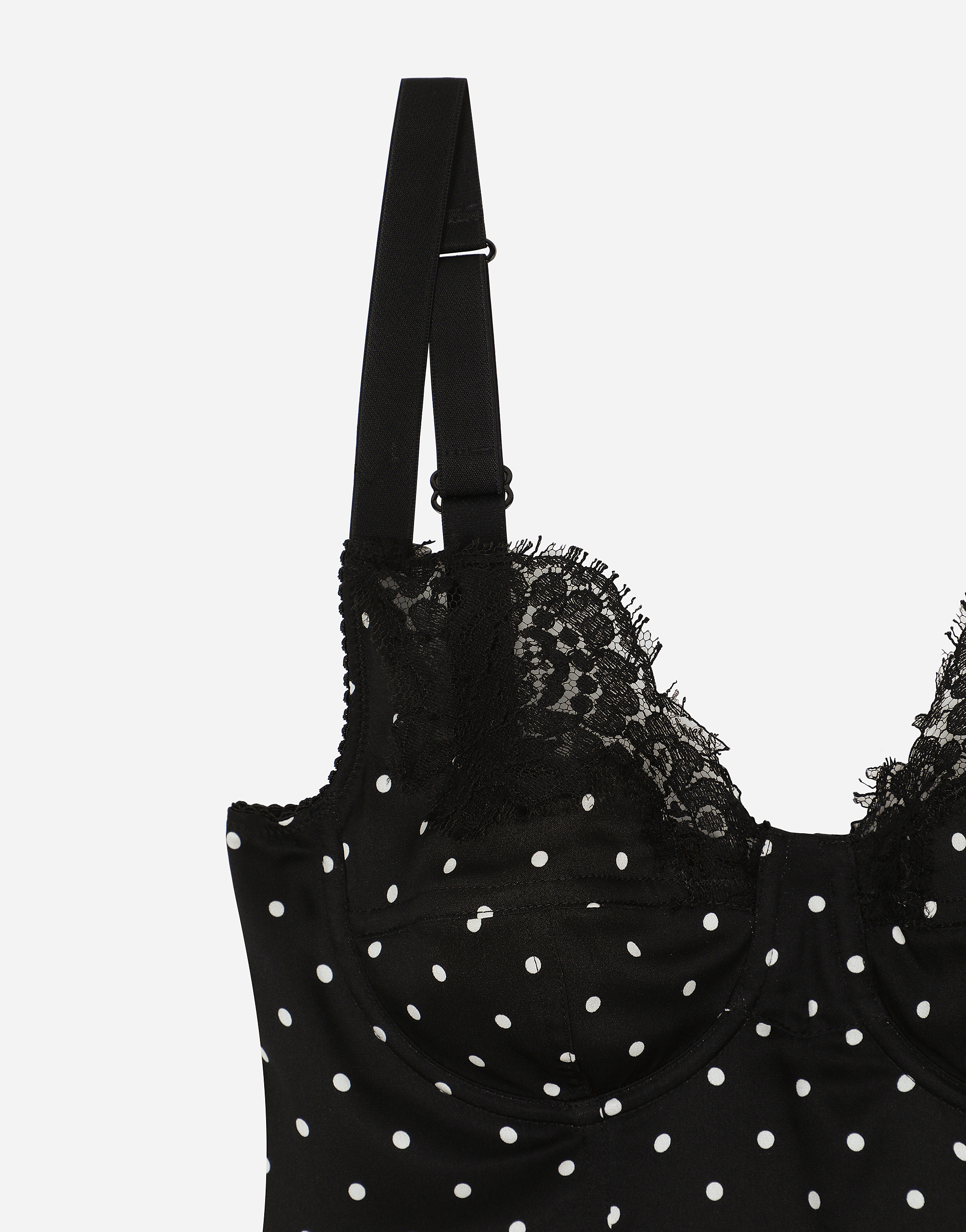 Dolce & Gabbana Silk Lingerie-style Top With Polka-dot Print And Lace Detailing In プリ