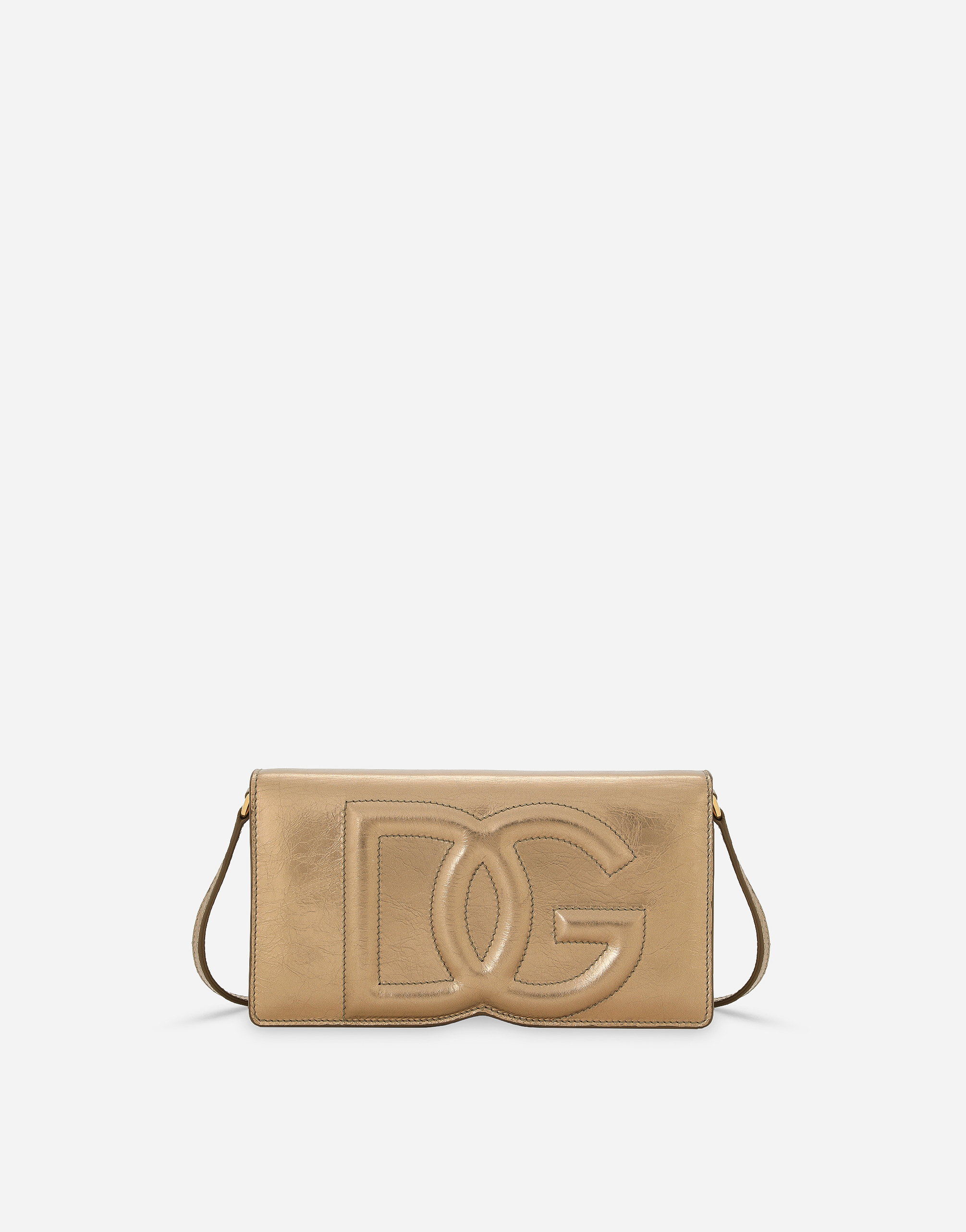 Dolce & Gabbana Dg Logo Phone Bag In Gold