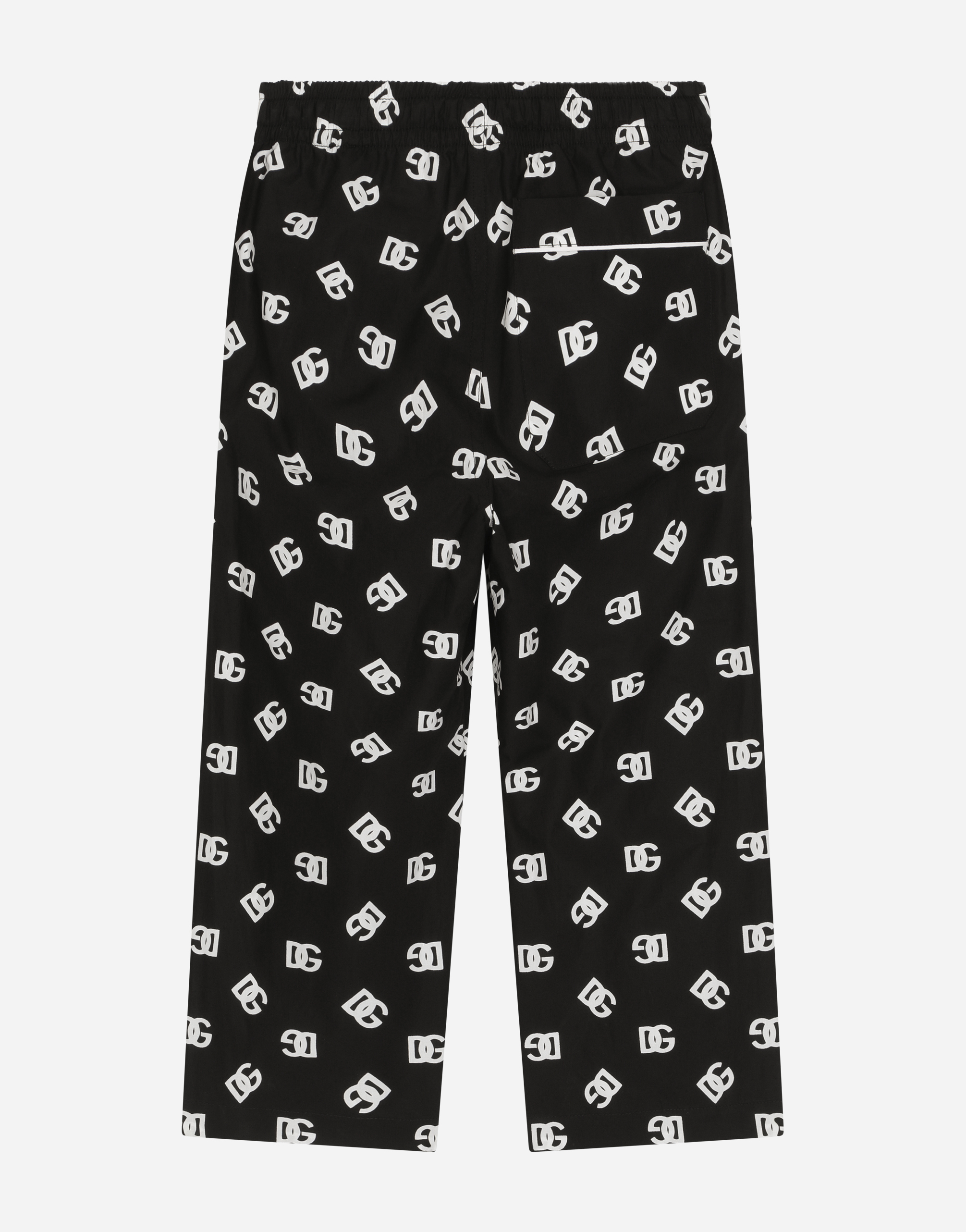 Dolce & Gabbana Poplin Pajama Trousers With Dg Logo Print In Multicolor