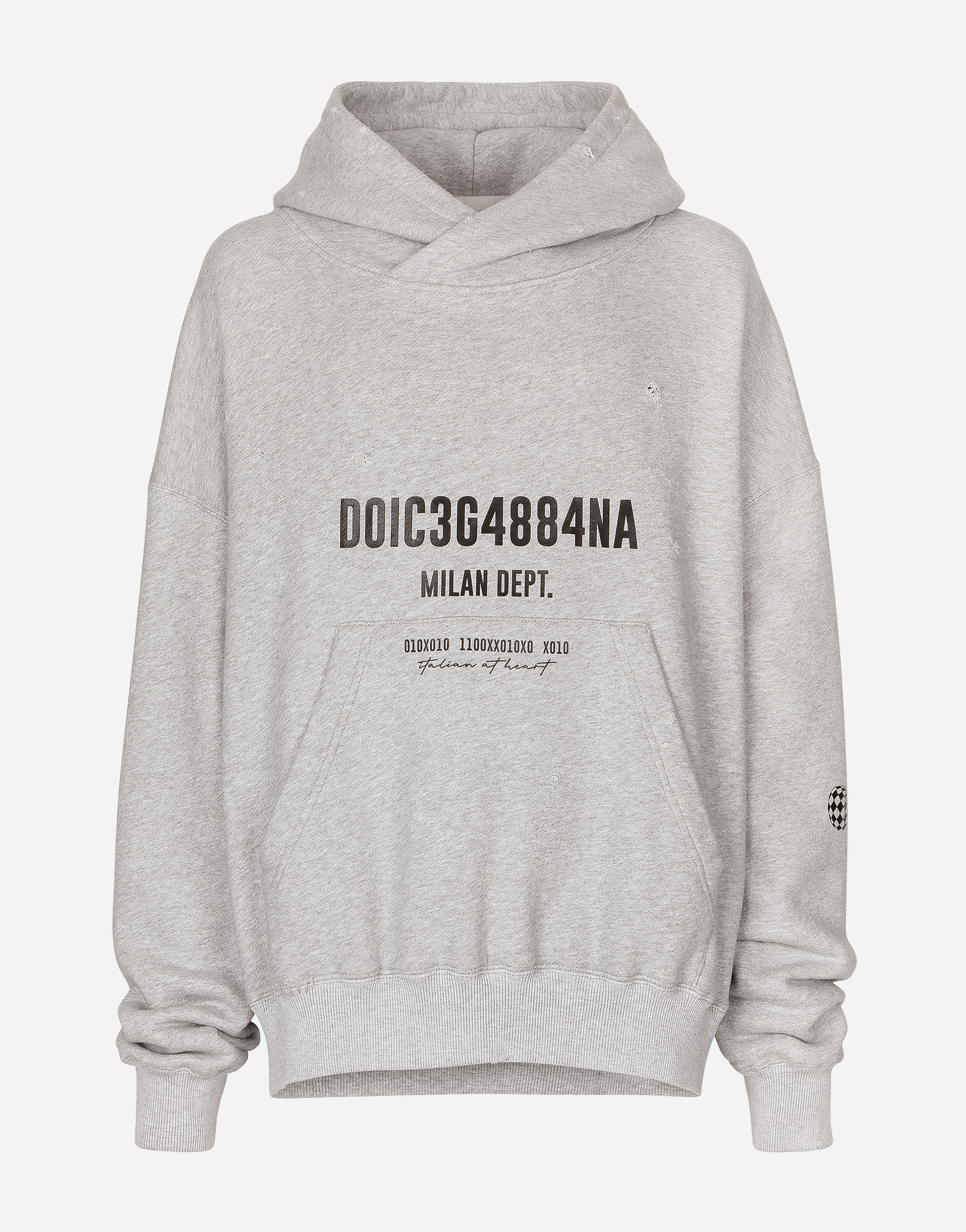 DOLCE & GABBANA JERSEY HOODIE WITH LOGO PRINT