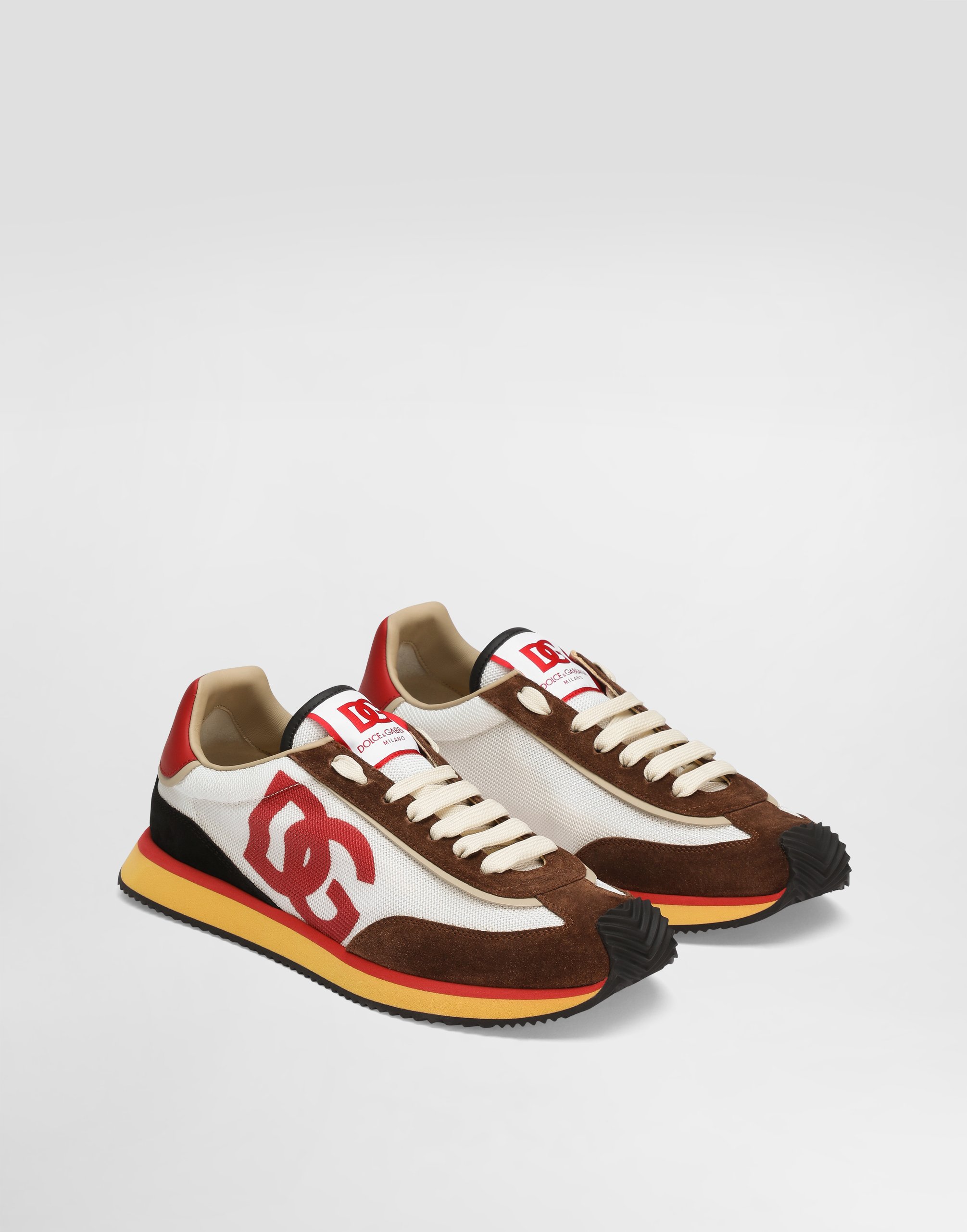Dolce & Gabbana Mesh And Suede Dg Cushion Sneakers In Multicolor