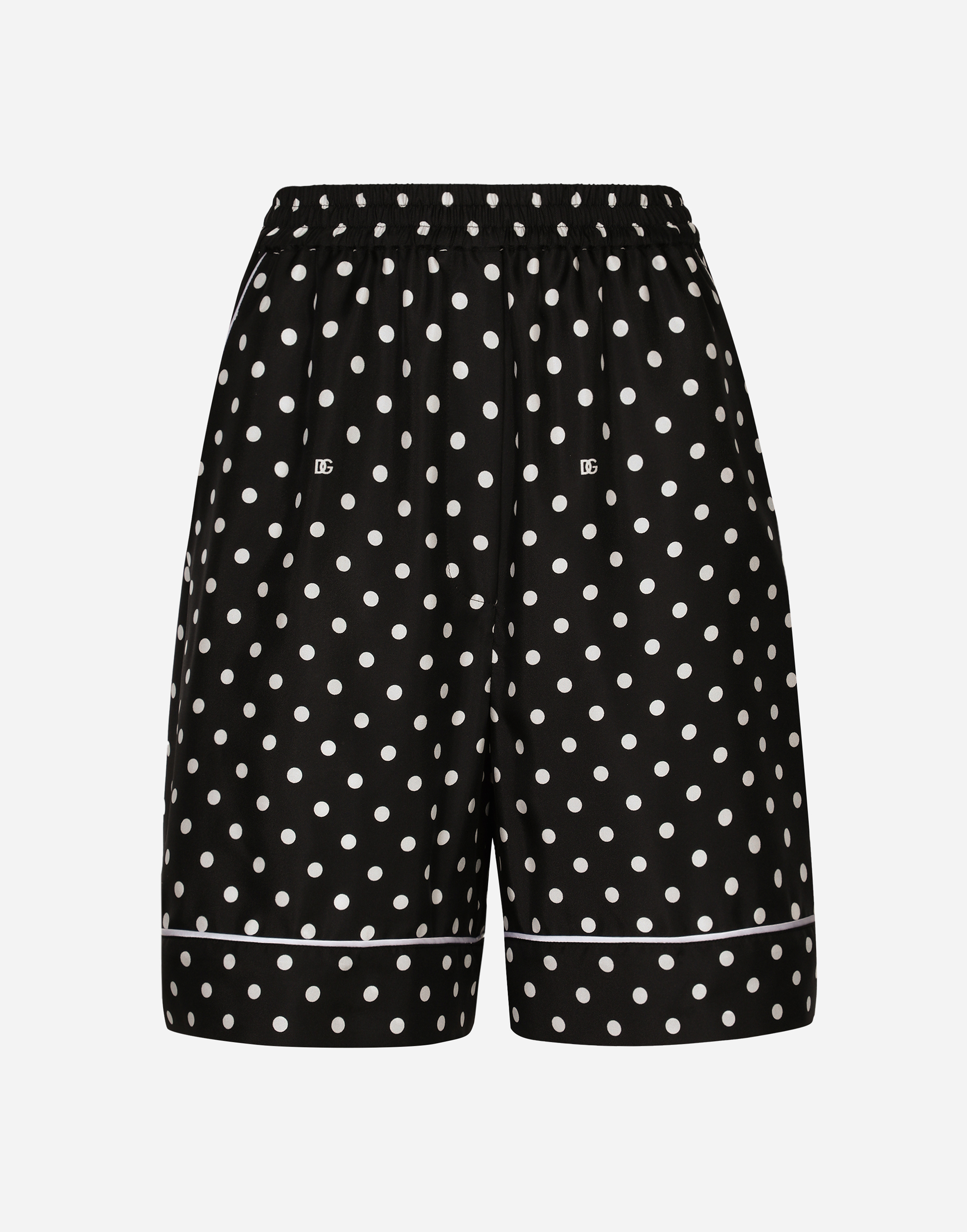Dolce & Gabbana Silk Pajama Shorts With Polka-dot Print - Woman Pants And Shorts Print