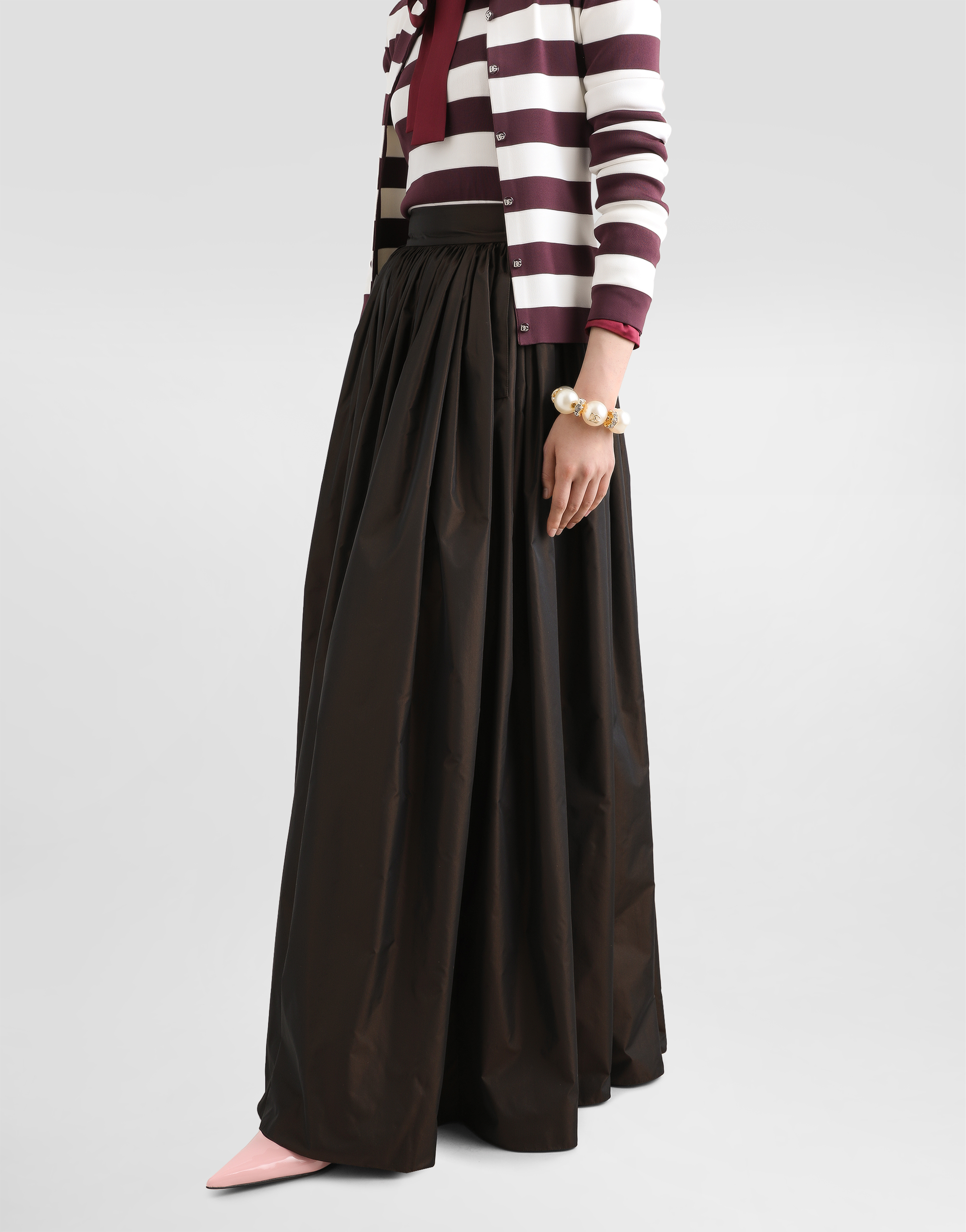 Dolce & Gabbana Long Circle Skirt In Iridescent Taffeta In マルチカラー