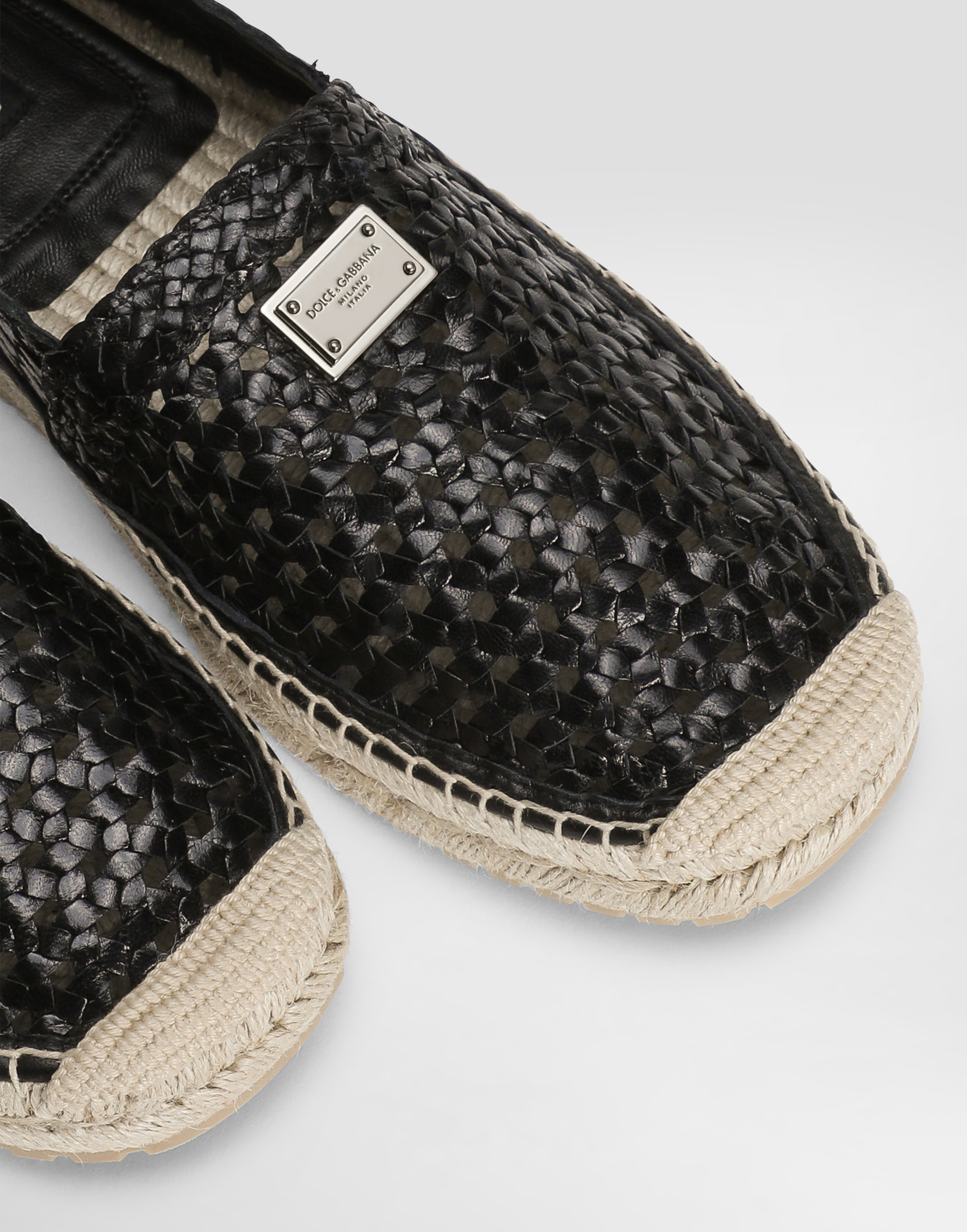 Dolce & Gabbana Calfskin Espadrilles In Black