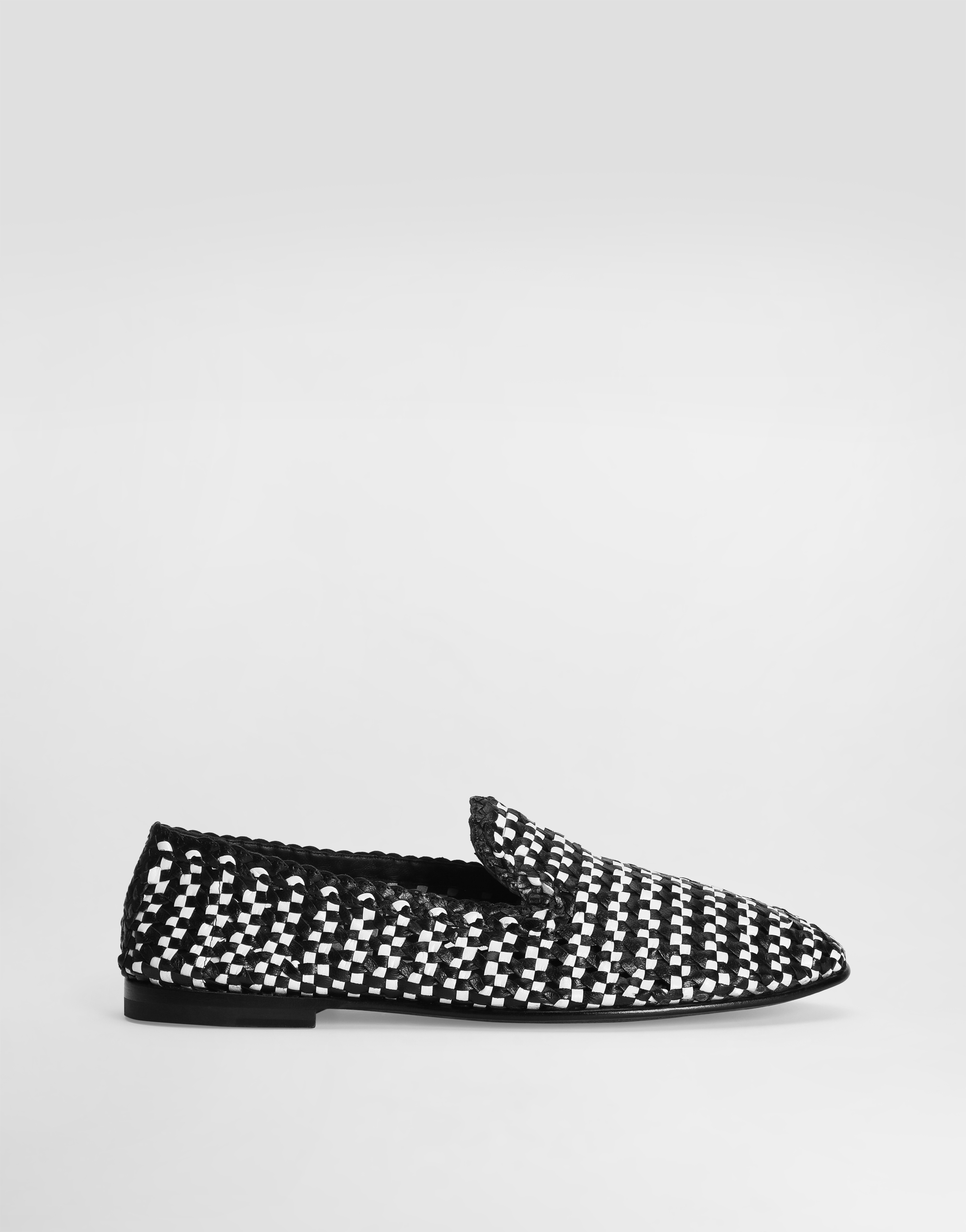 Shop Dolce & Gabbana Woven Leather Slippers In Multicolor