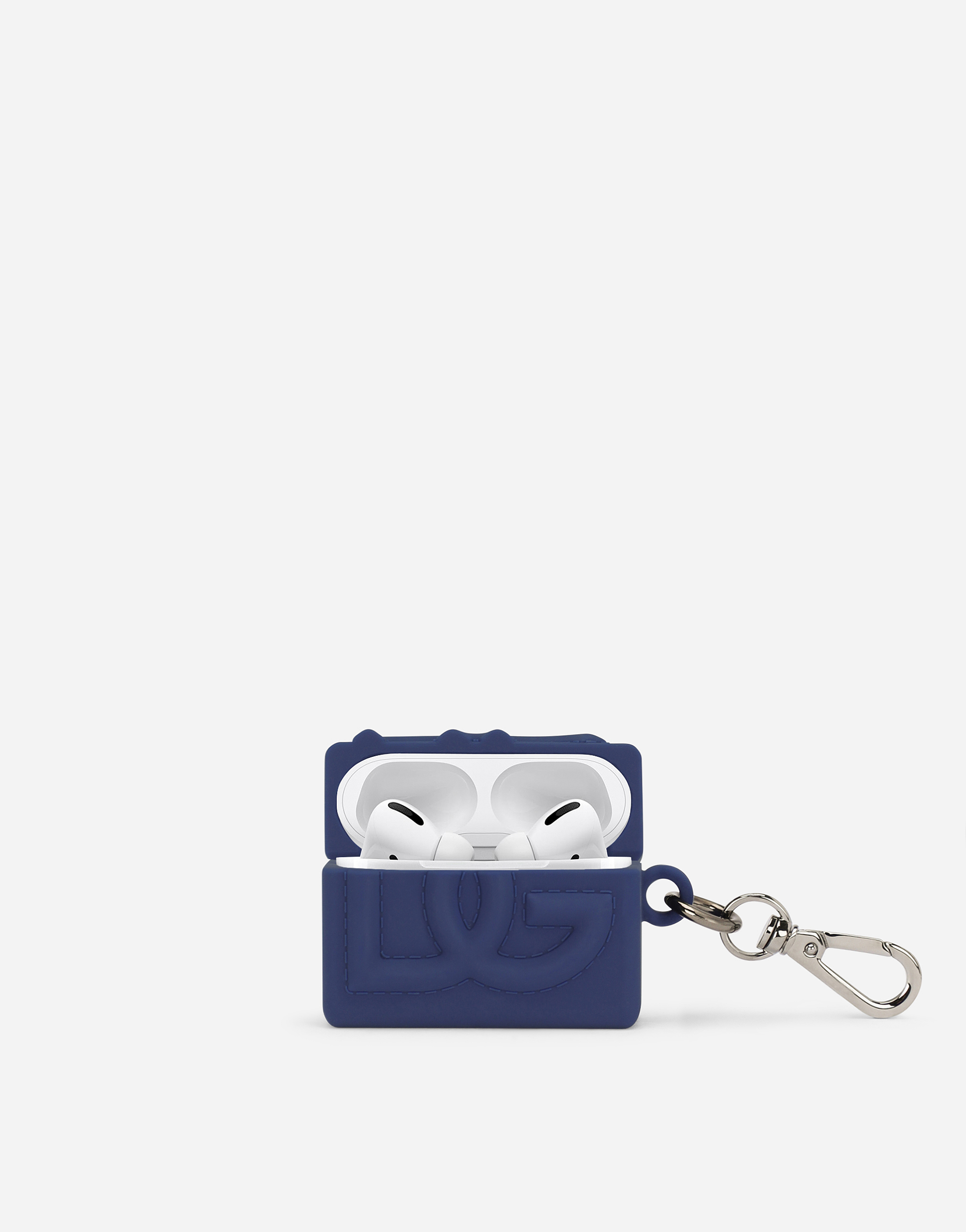 Shop Dolce & Gabbana Rubber Airpods Case With Dg Logo In Blue