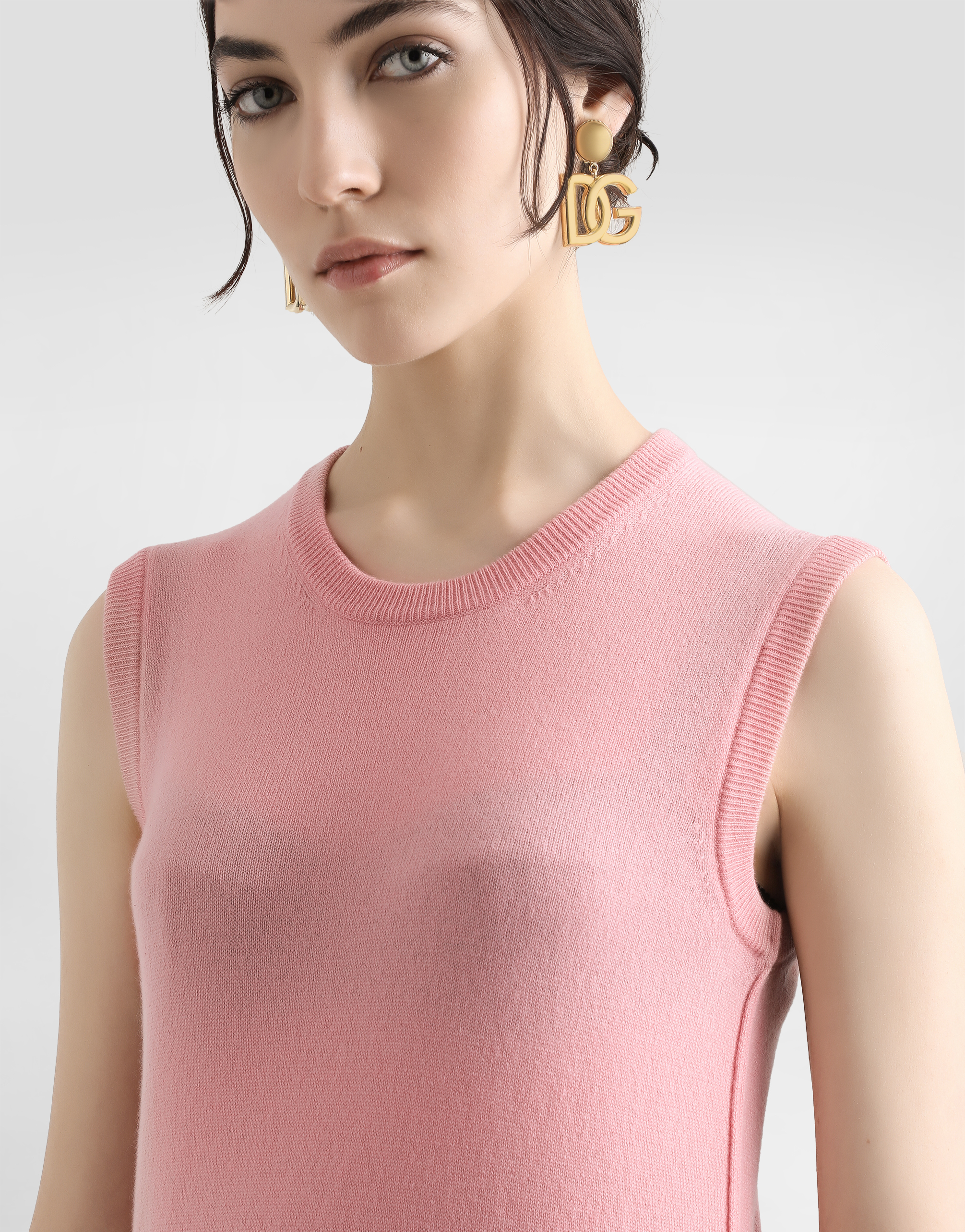 Dolce & Gabbana Cashmere Tank Top With Inside-out Seams In Pink
