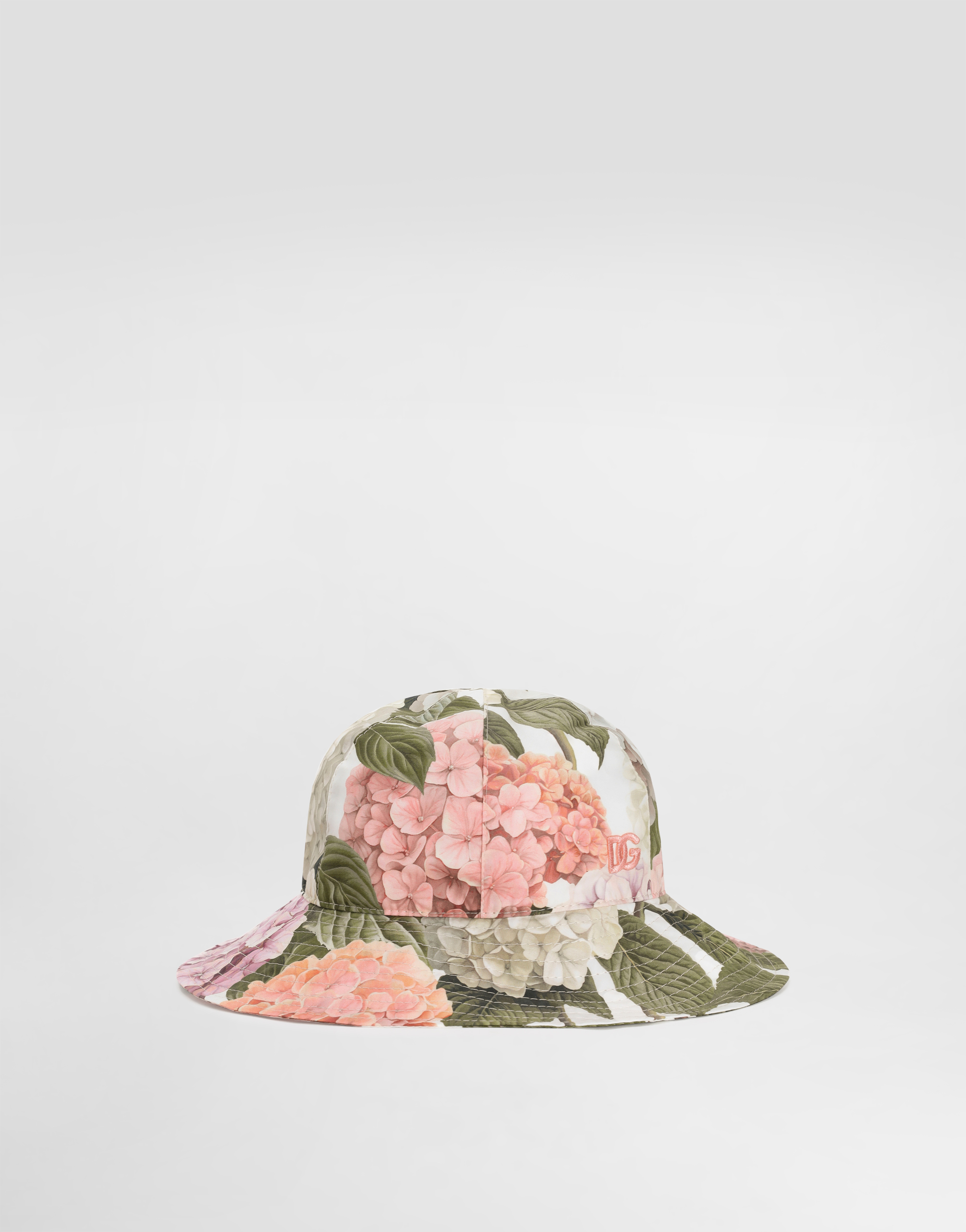 Dolce & Gabbana Hydrangea-print Poplin Hat In Pink