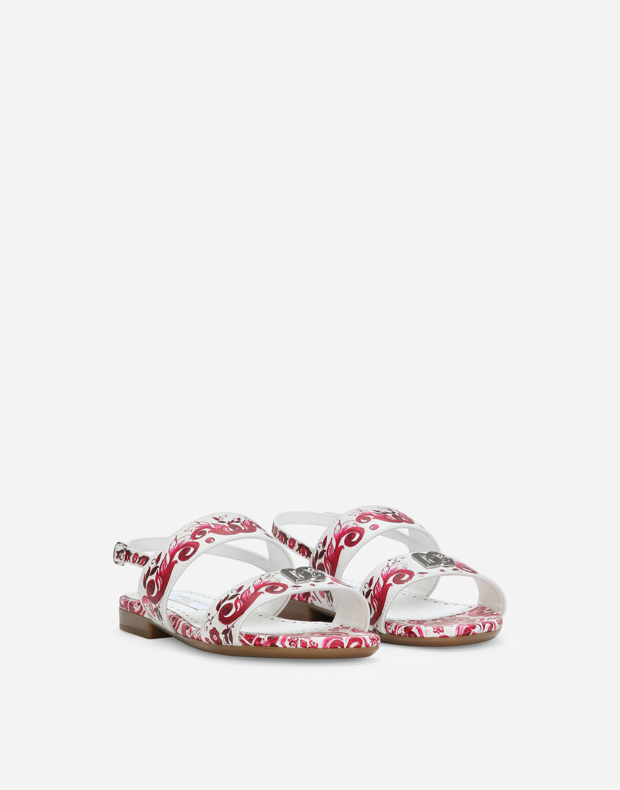 Shop Dolce & Gabbana Printed Calfskin Sandals In Multicolor