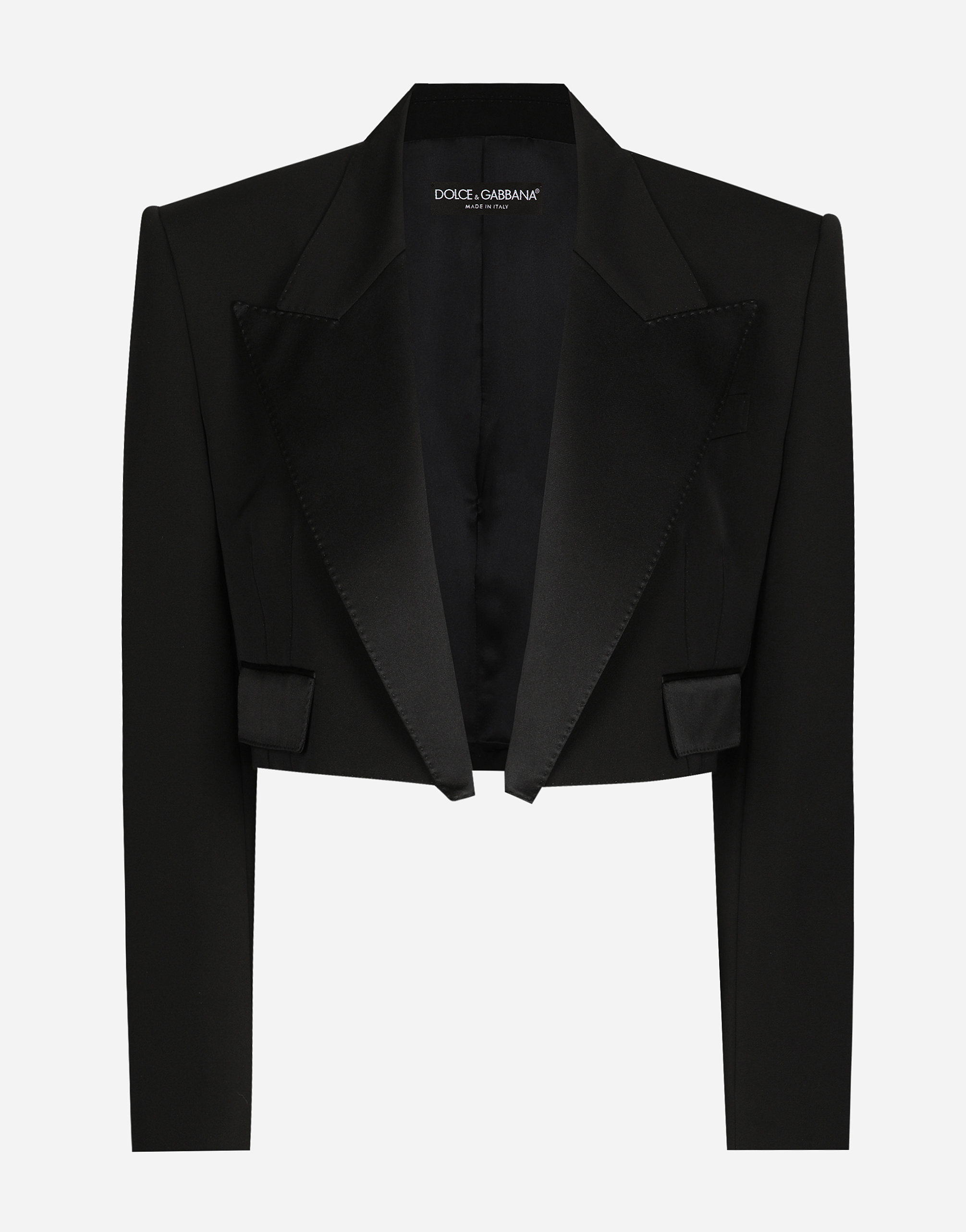 Dolce & Gabbana Wool-blend Cropped Blazer In Black