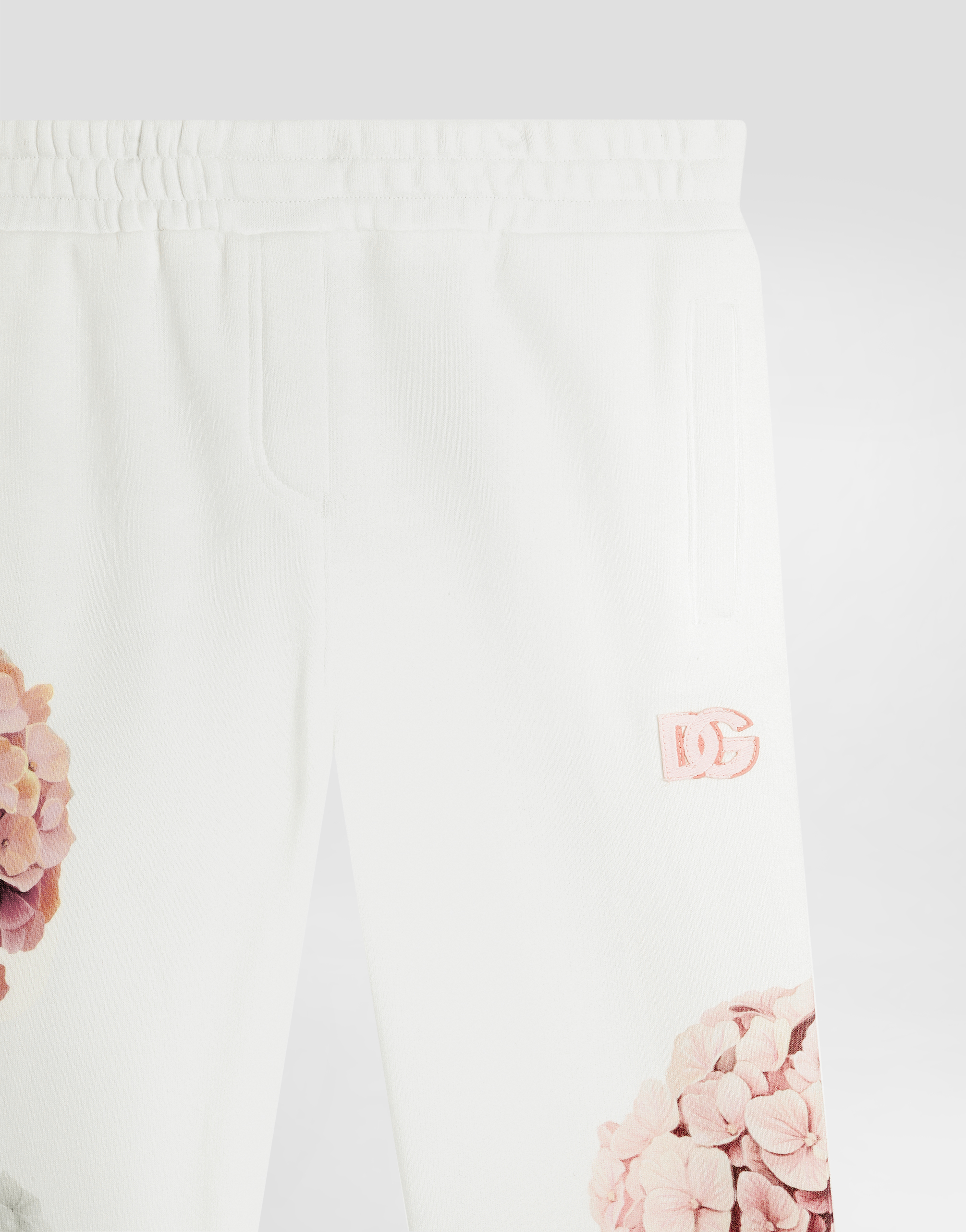 Dolce & Gabbana Hydrangea-print Jersey Trousers With Patch In Multi