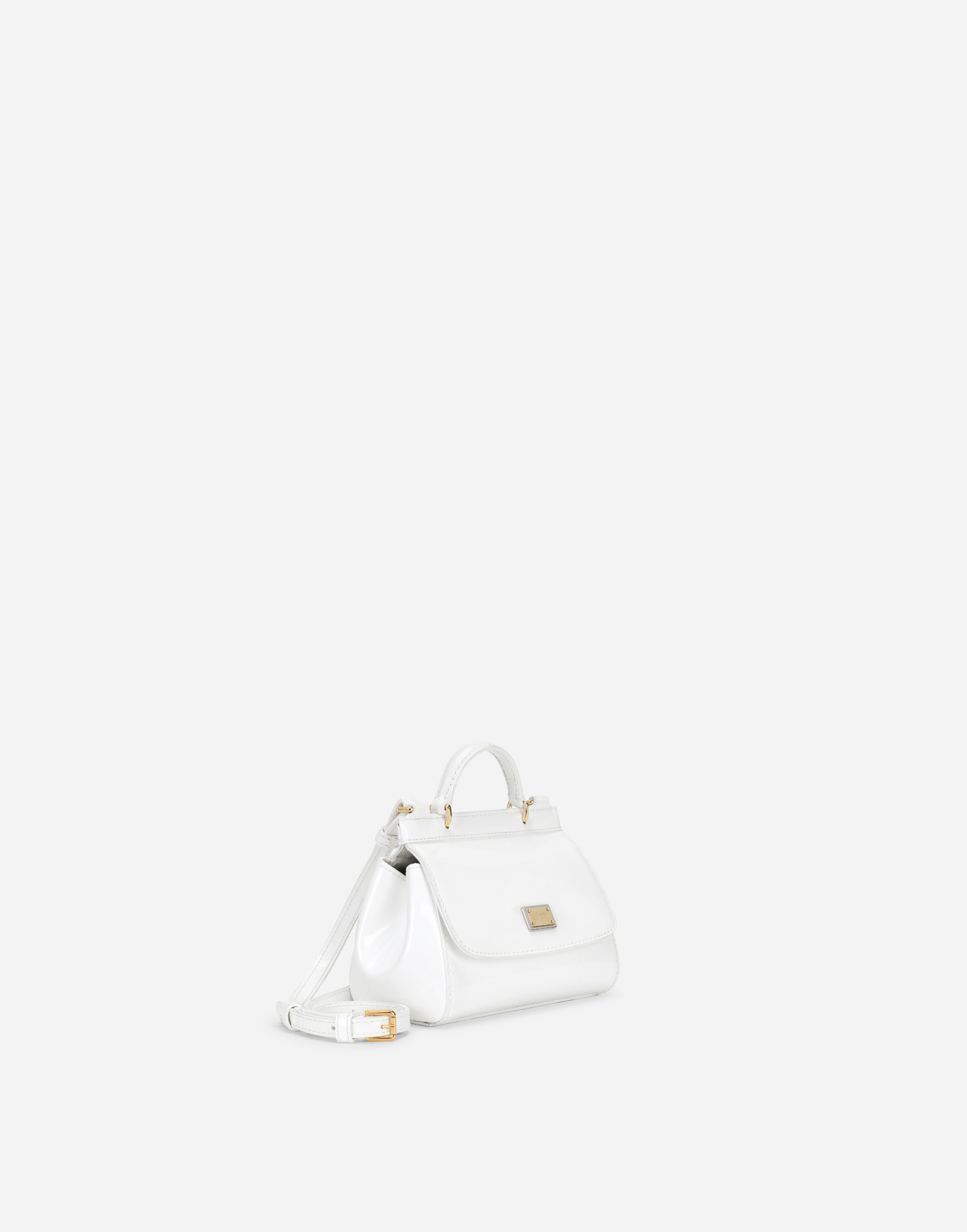 Shop Dolce & Gabbana Patent Leather Mini Sicily Bag In White
