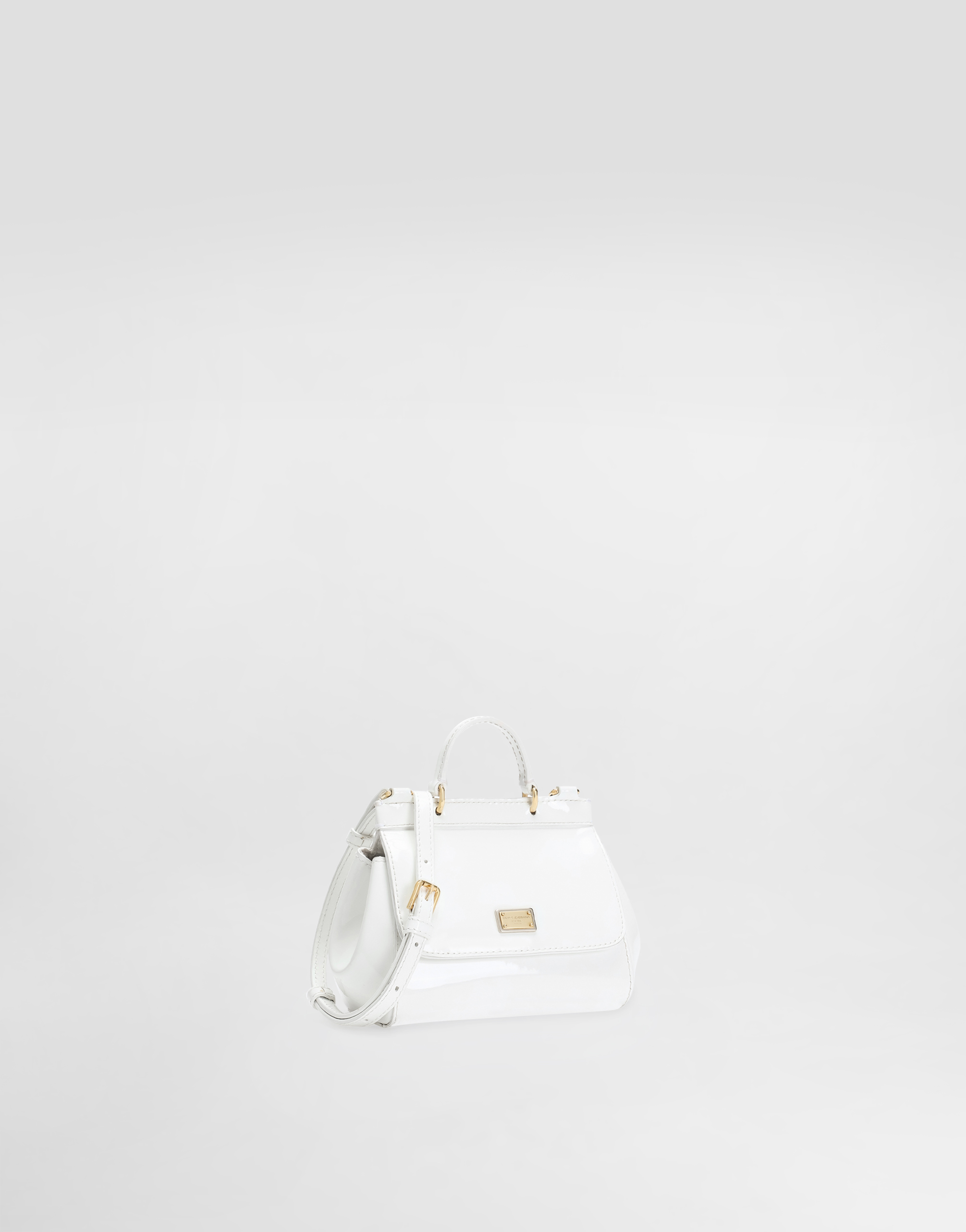 Shop Dolce & Gabbana Patent Leather Mini Sicily Bag In White