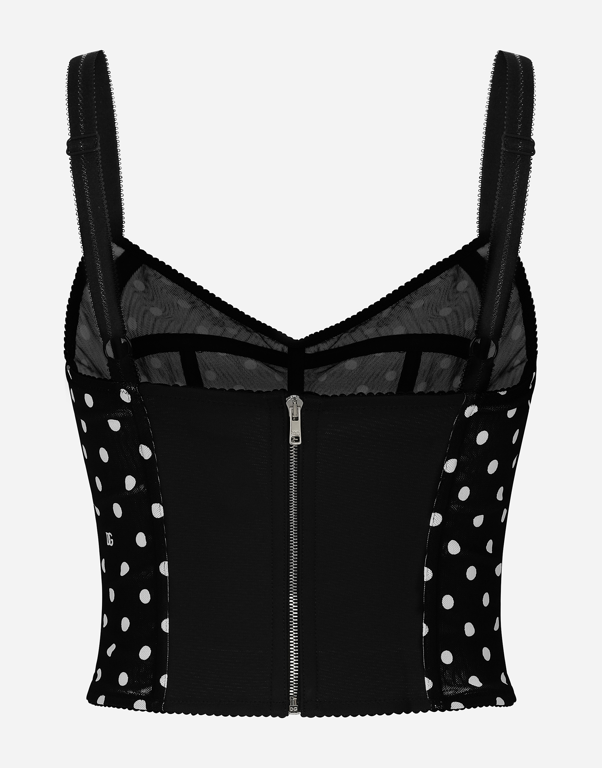 Polka-dot marquisette corset top