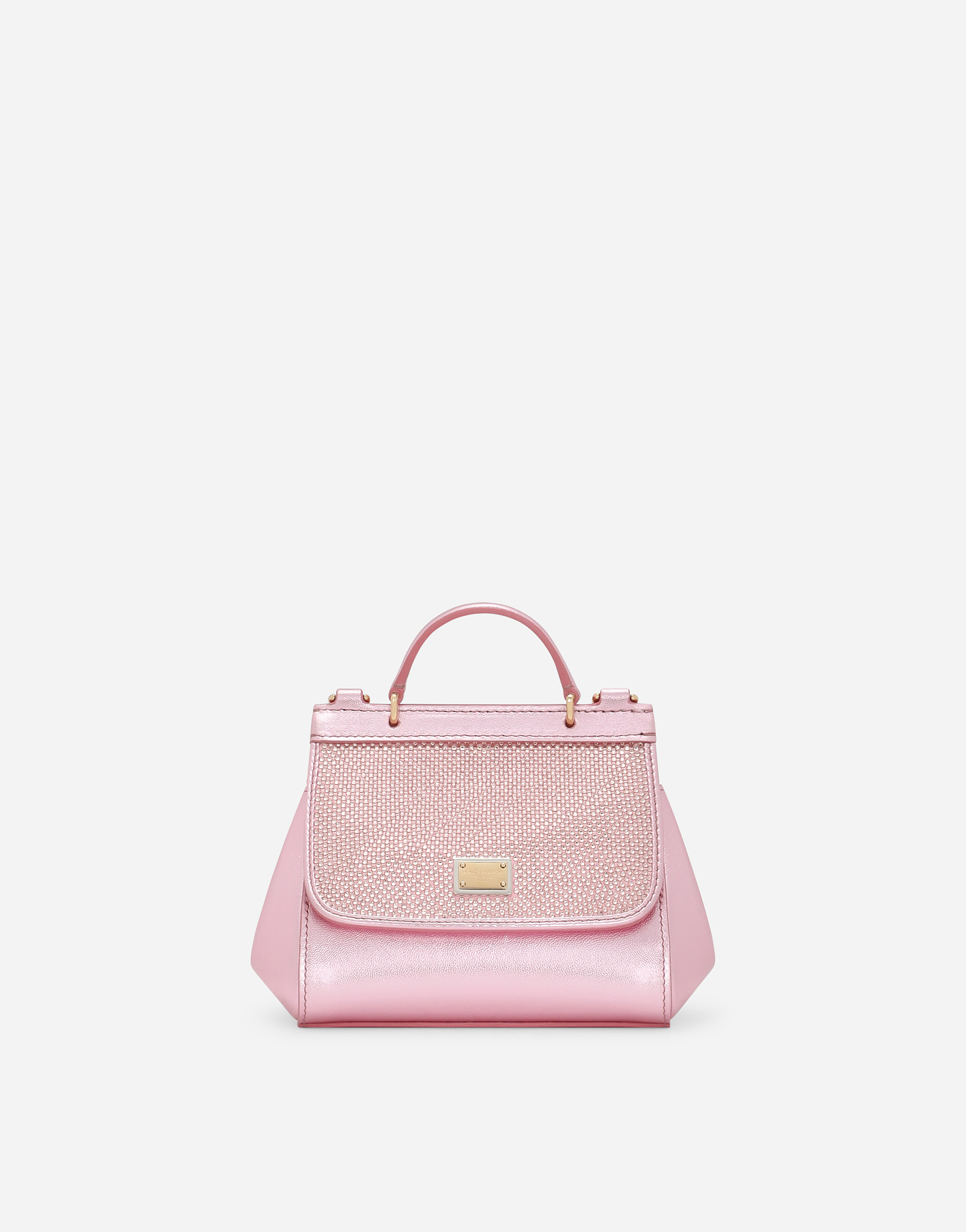 Dolce & Gabbana Foiled Calfskin Sicily Bag In Pink