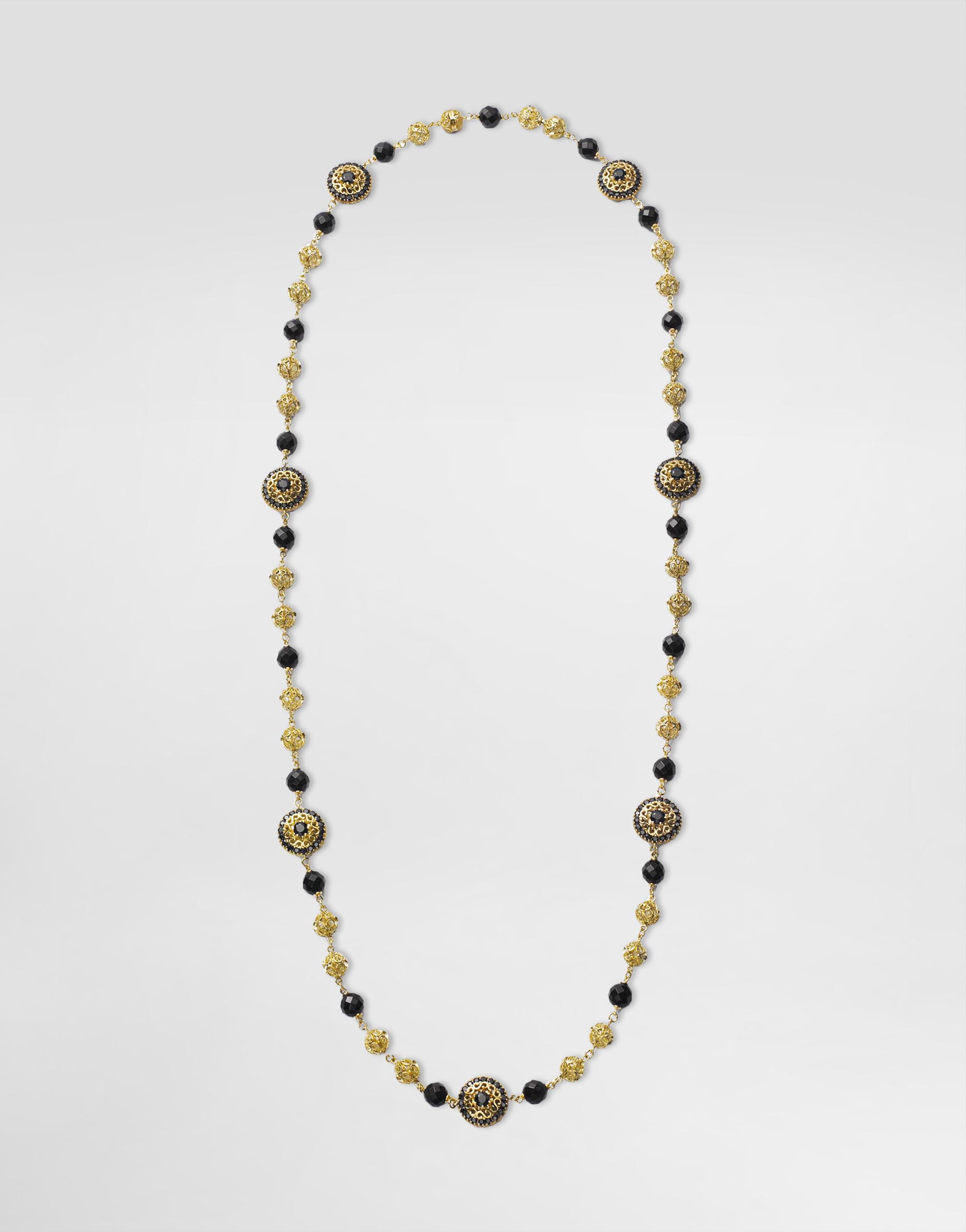 Dolce & Gabbana 18k Yellow Gold Sicily Jade And Black Sapphire Necklace