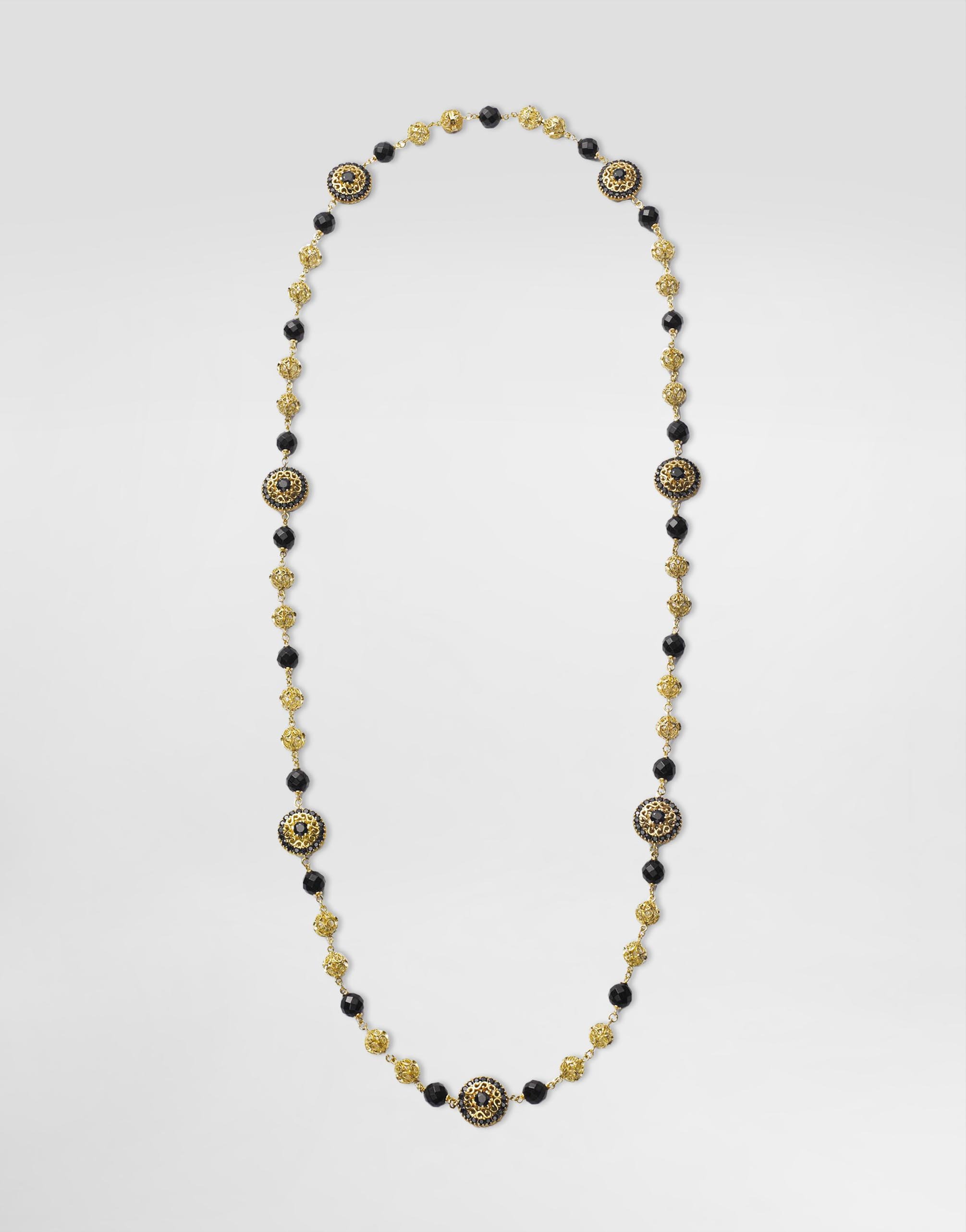 Dolce & Gabbana 18k Yellow Gold Sicily Jade And Black Sapphire Necklace