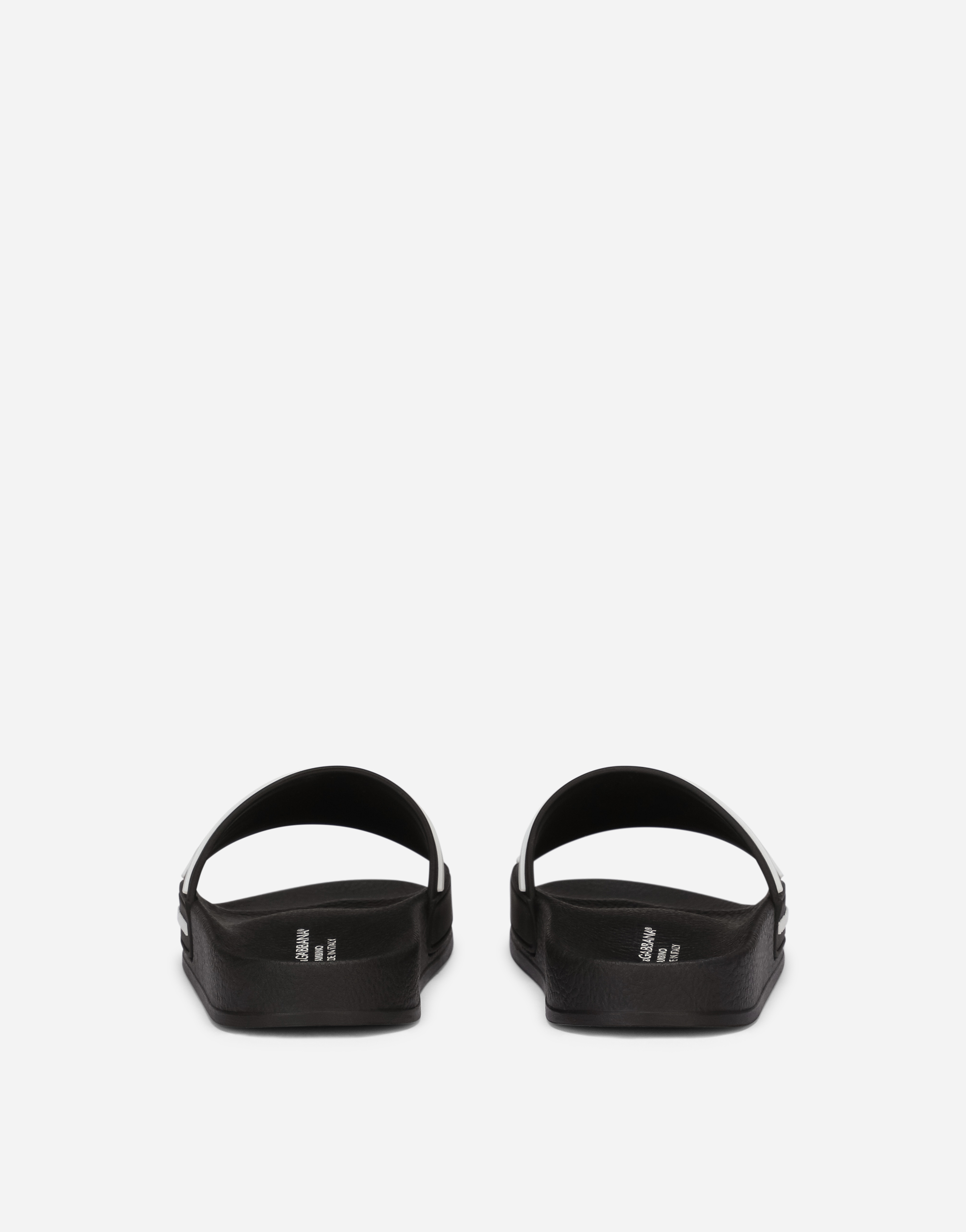 Dolce & Gabbana Boys Teen Black Leather Sliders In Multicolor