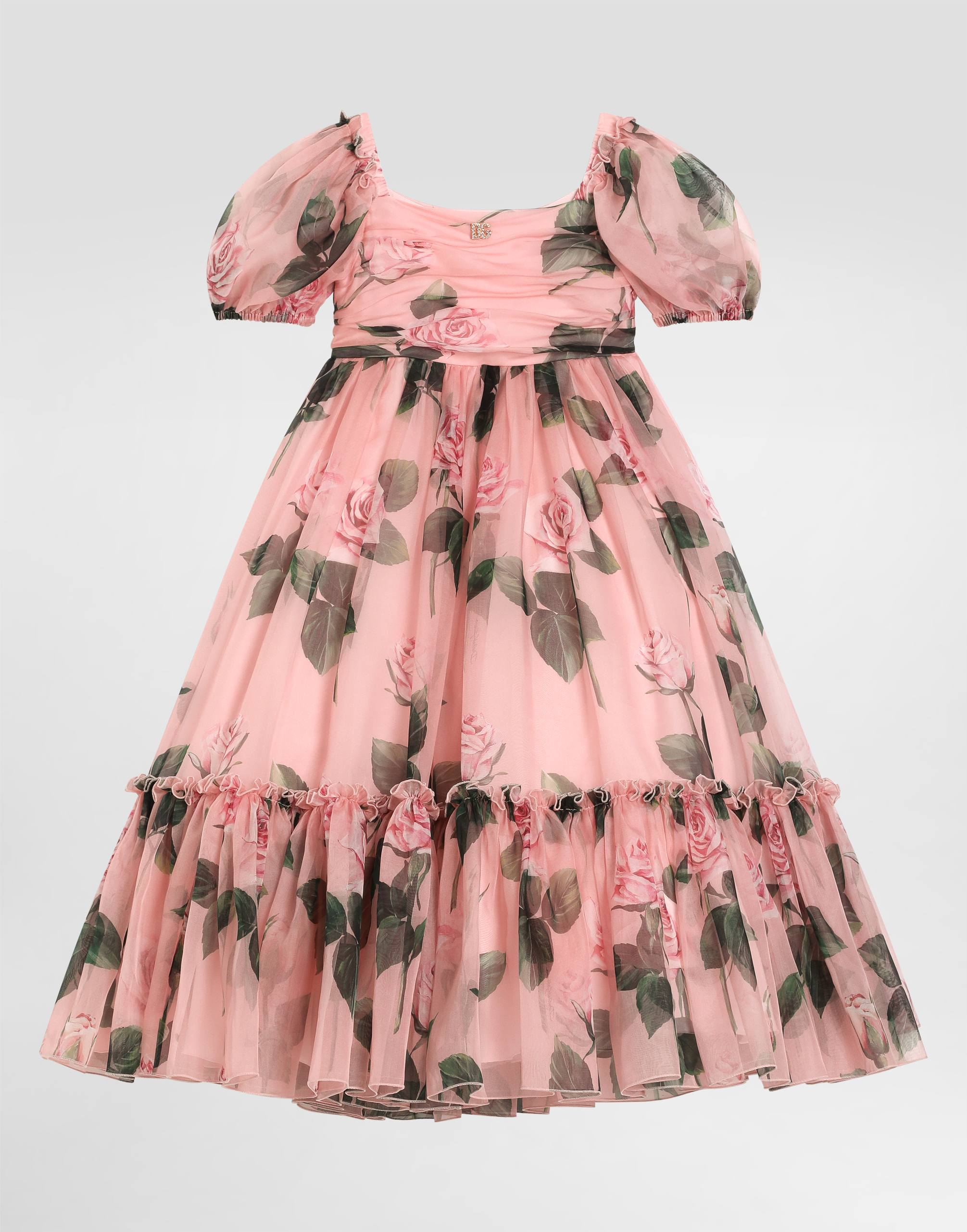 Dolce & Gabbana Rose-print Organza Dress In Print