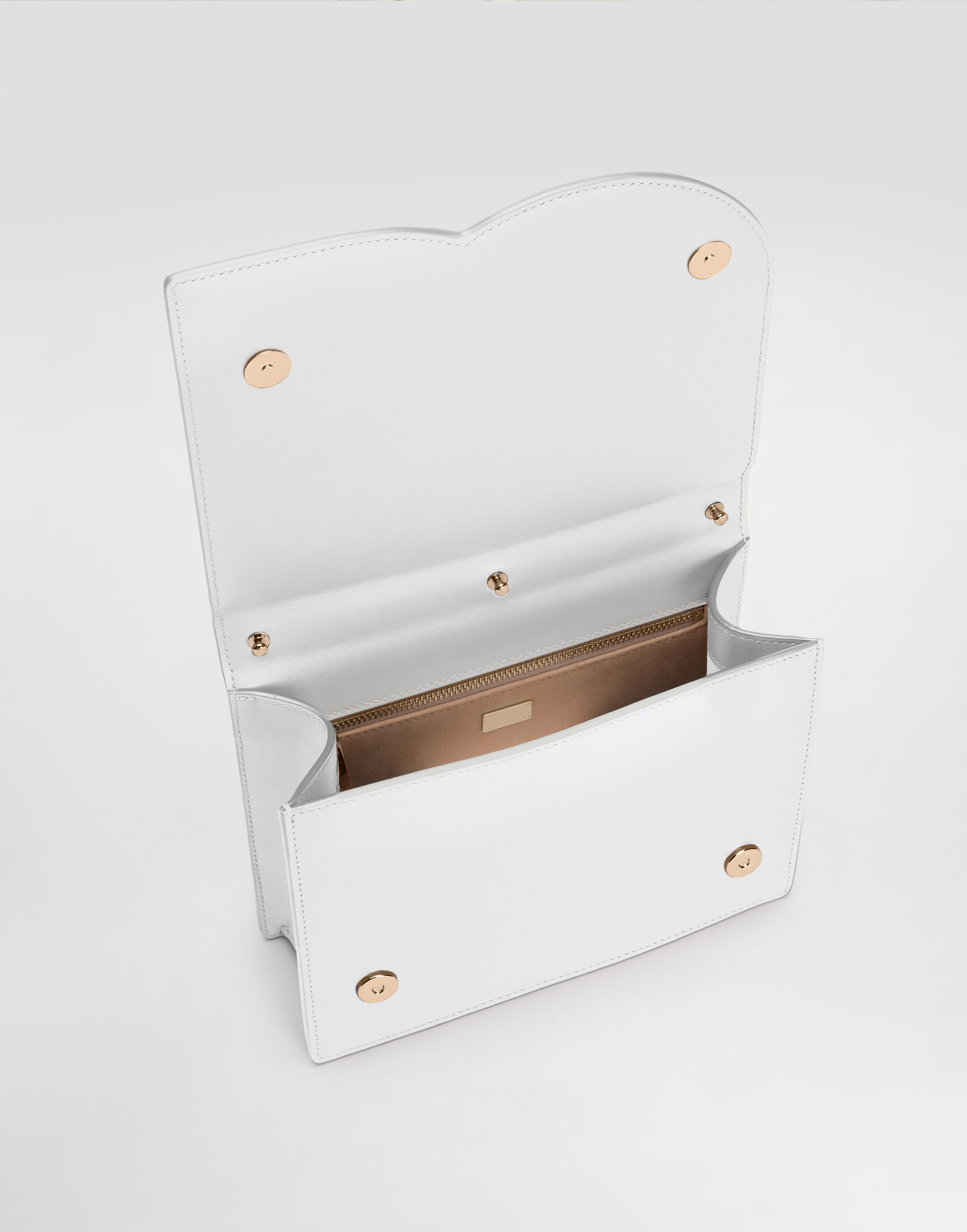 Dolce & Gabbana Calfskin Logo Crossbody Bag In White