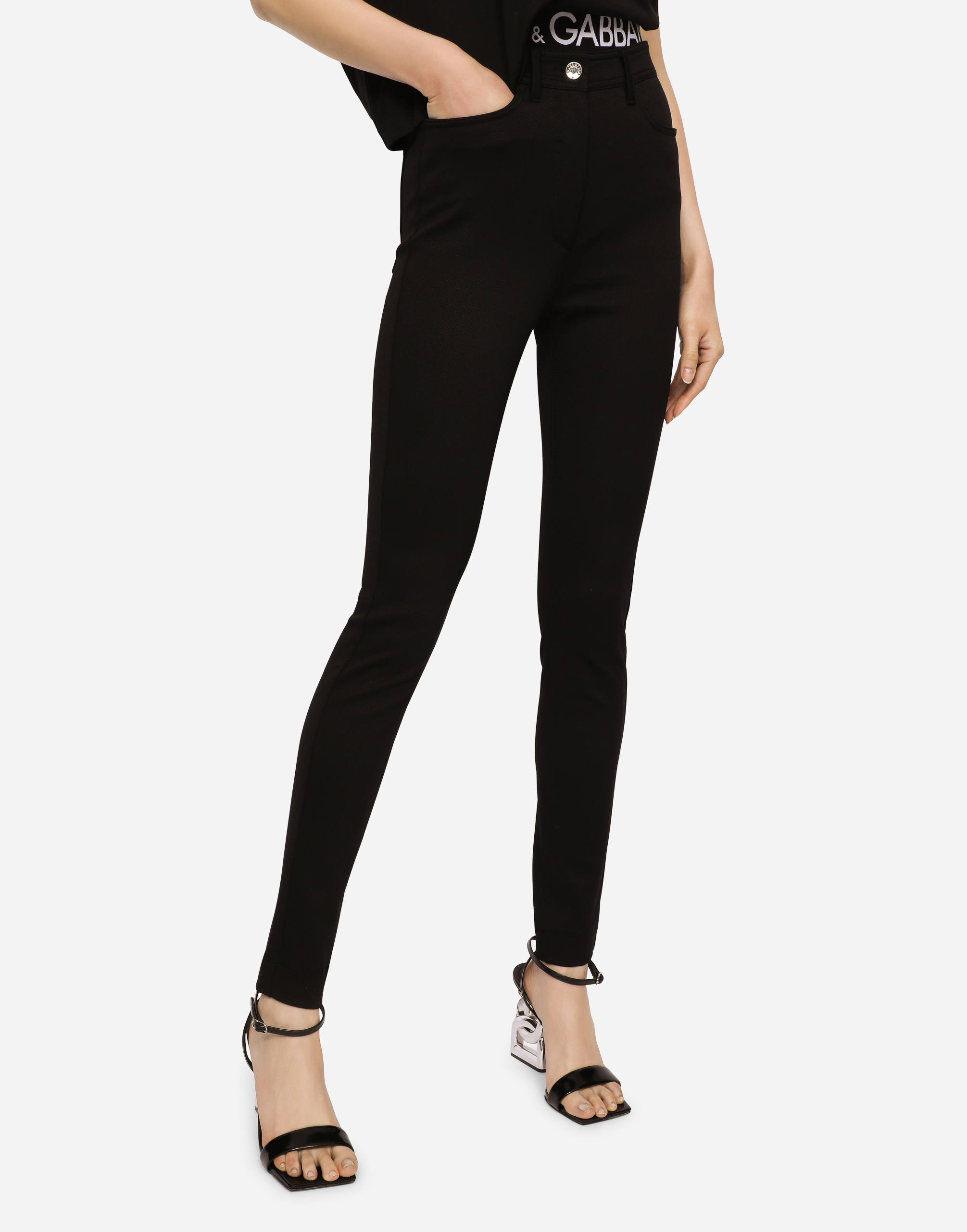 Dolce & Gabbana 5-pocket Stretch Cavalry Twill Leggings In Black