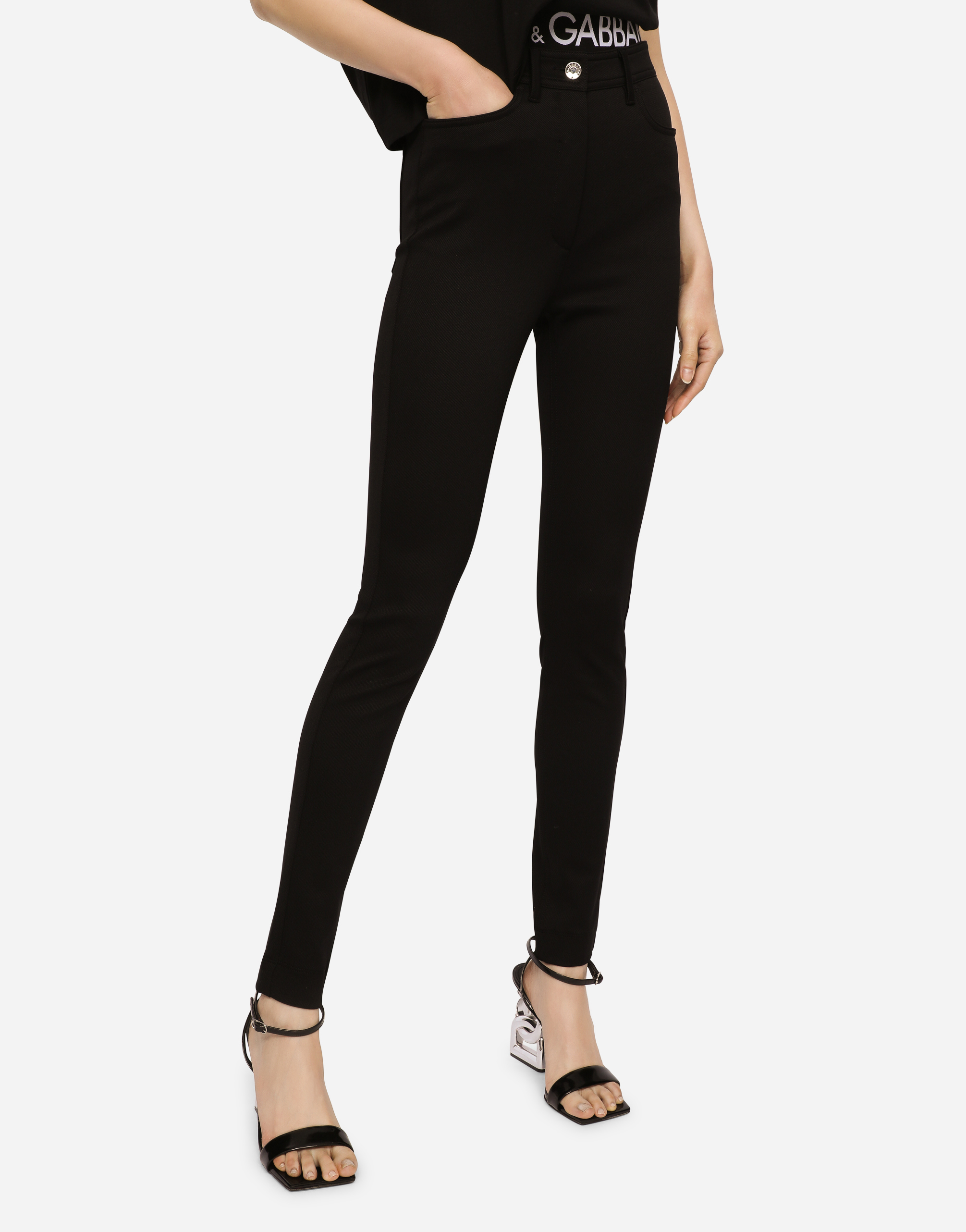 Shop Dolce & Gabbana 5-pocket Stretch Cavalry Twill Leggings In Black