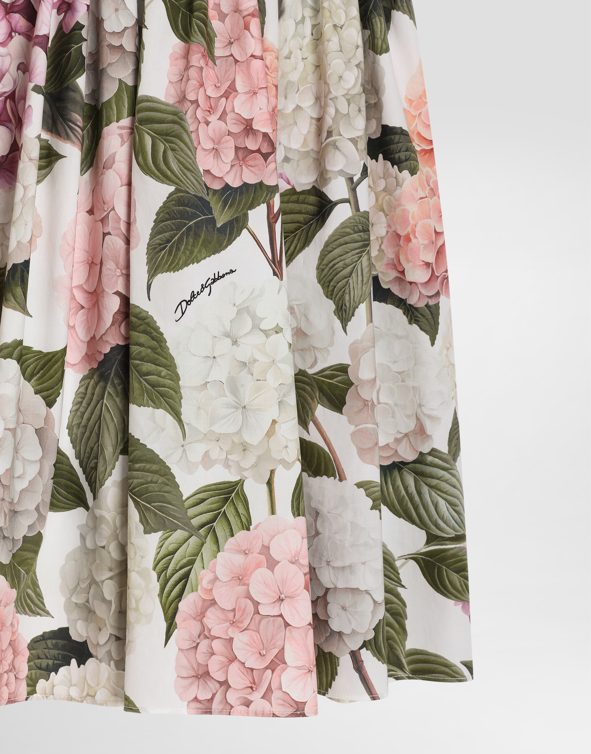 Dolce & Gabbana Hydrangea-print Poplin Skirt In Multi