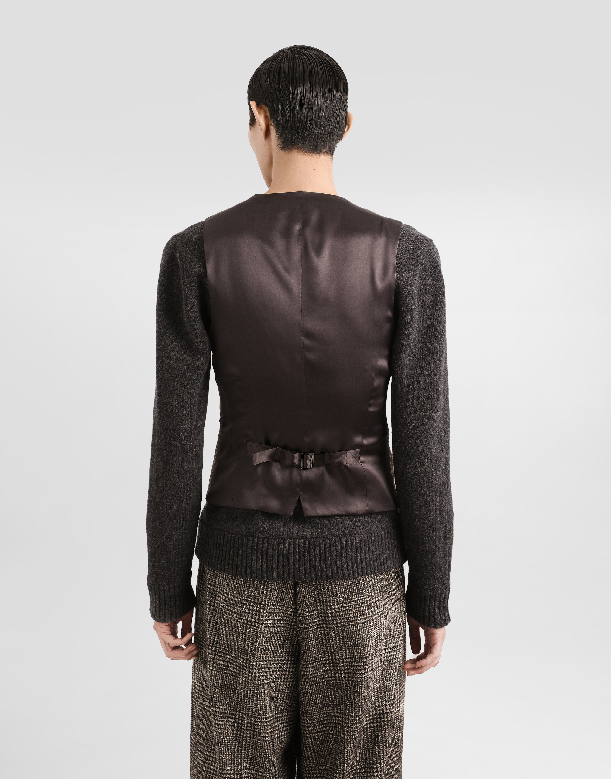 Dolce & Gabbana Glen Check-pattern Waistcoat In Brown