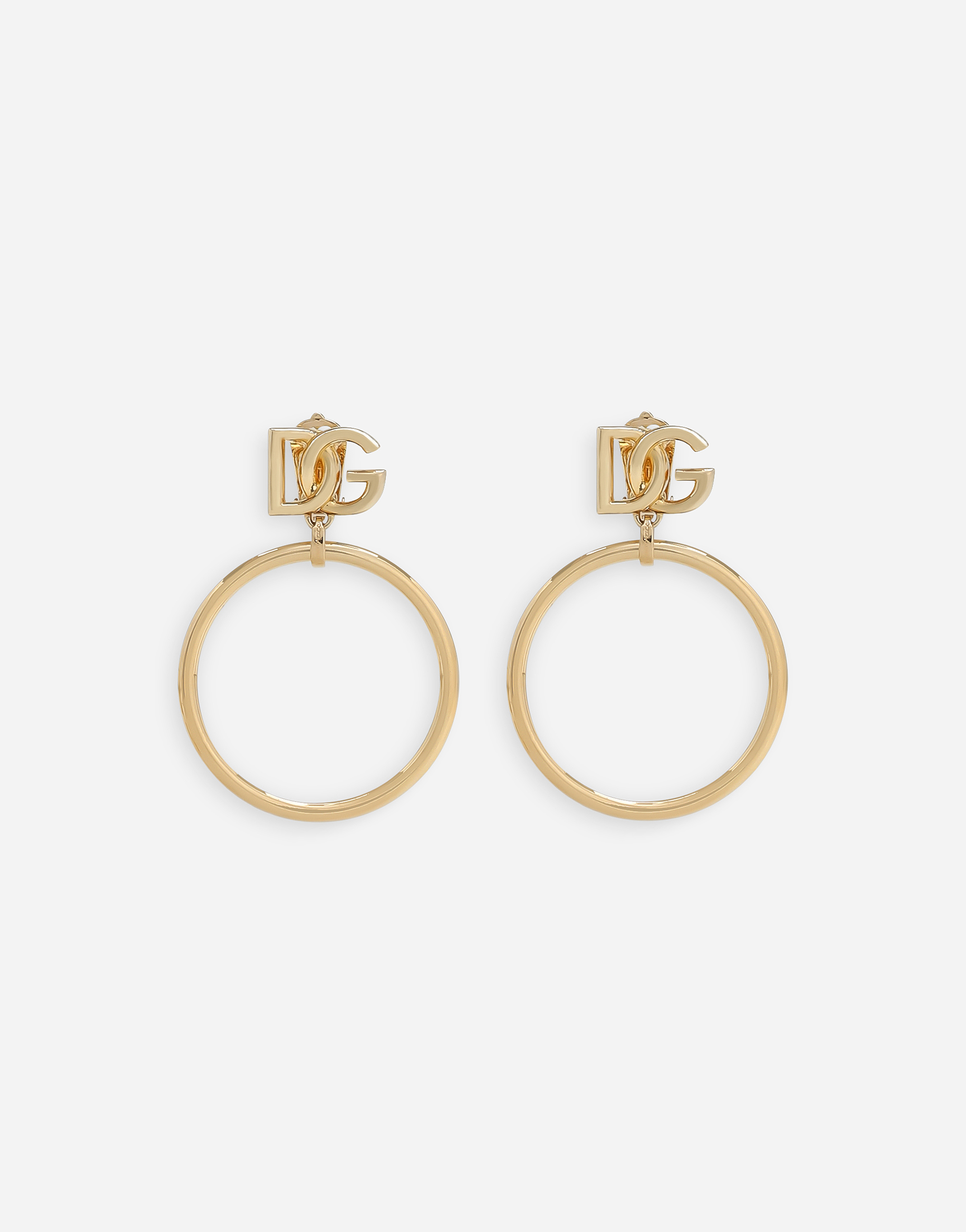 Dolce & Gabbana Hoop Earrings With Dg Logo - Woman Bijoux Gold Metal Onesize